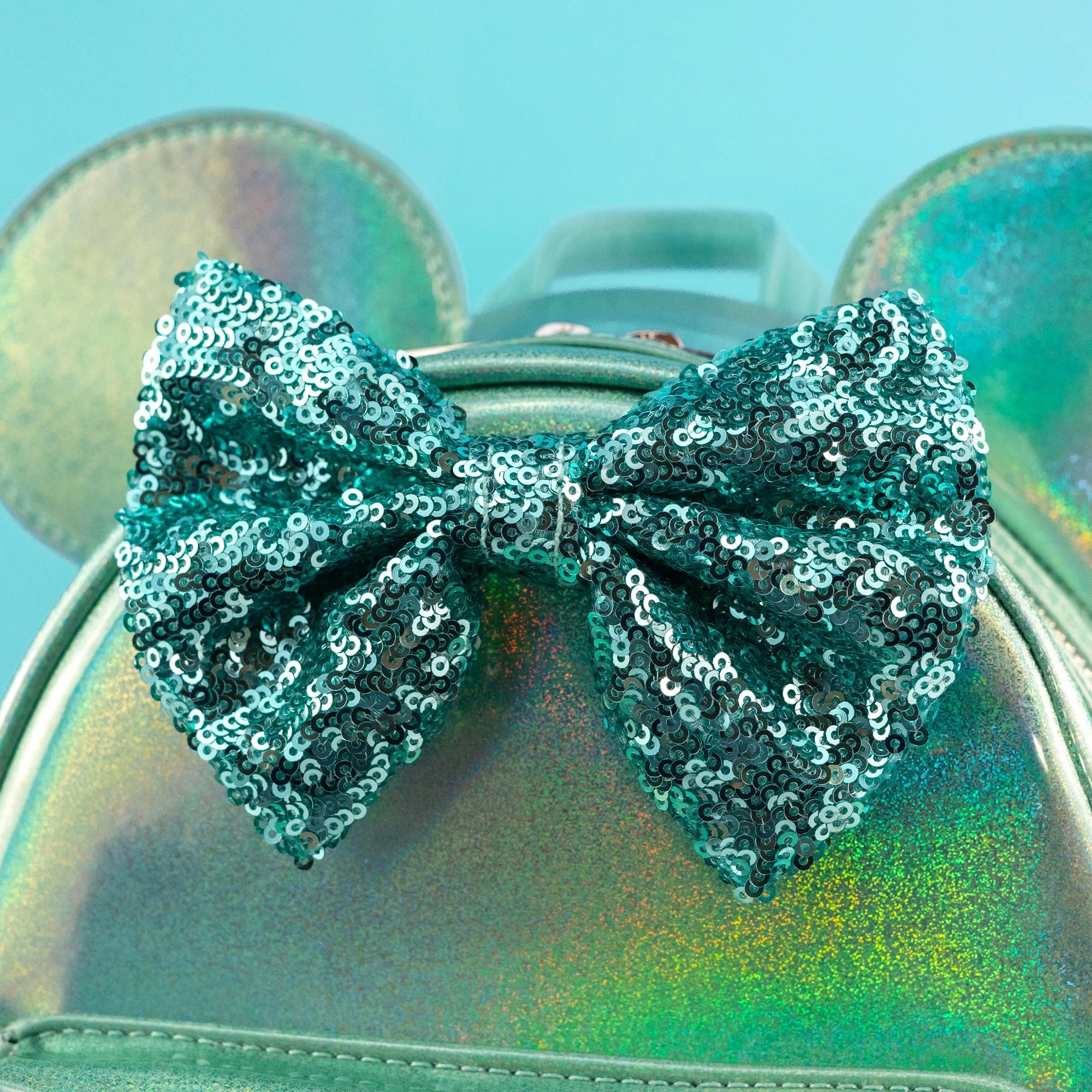 Loungefly x Disney Minnie Mouse Holographic Jade Sequin Mini Backpack - Image 3