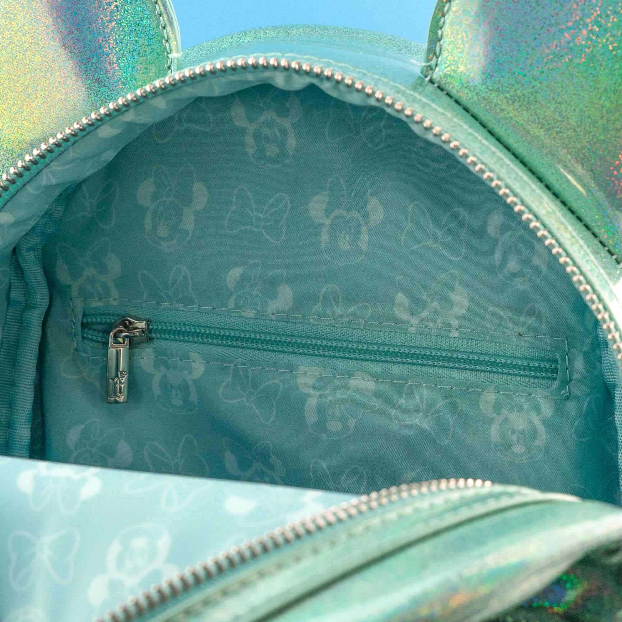 Loungefly x Disney Minnie Mouse Holographic Jade Sequin Mini Backpack - Image 6