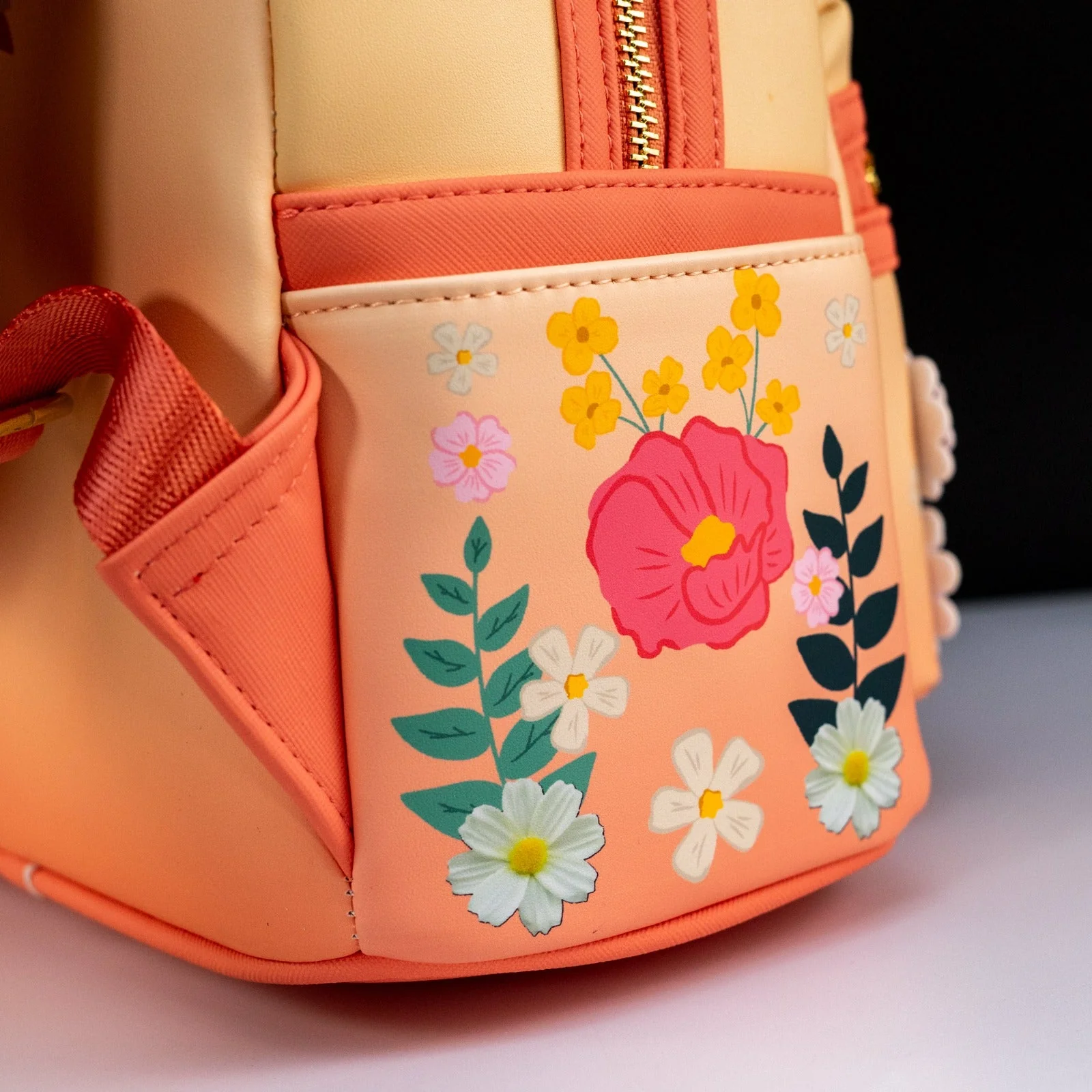 Loungefly x Disney Minnie Mouse Peach Floral Mini Backpack - Image 6
