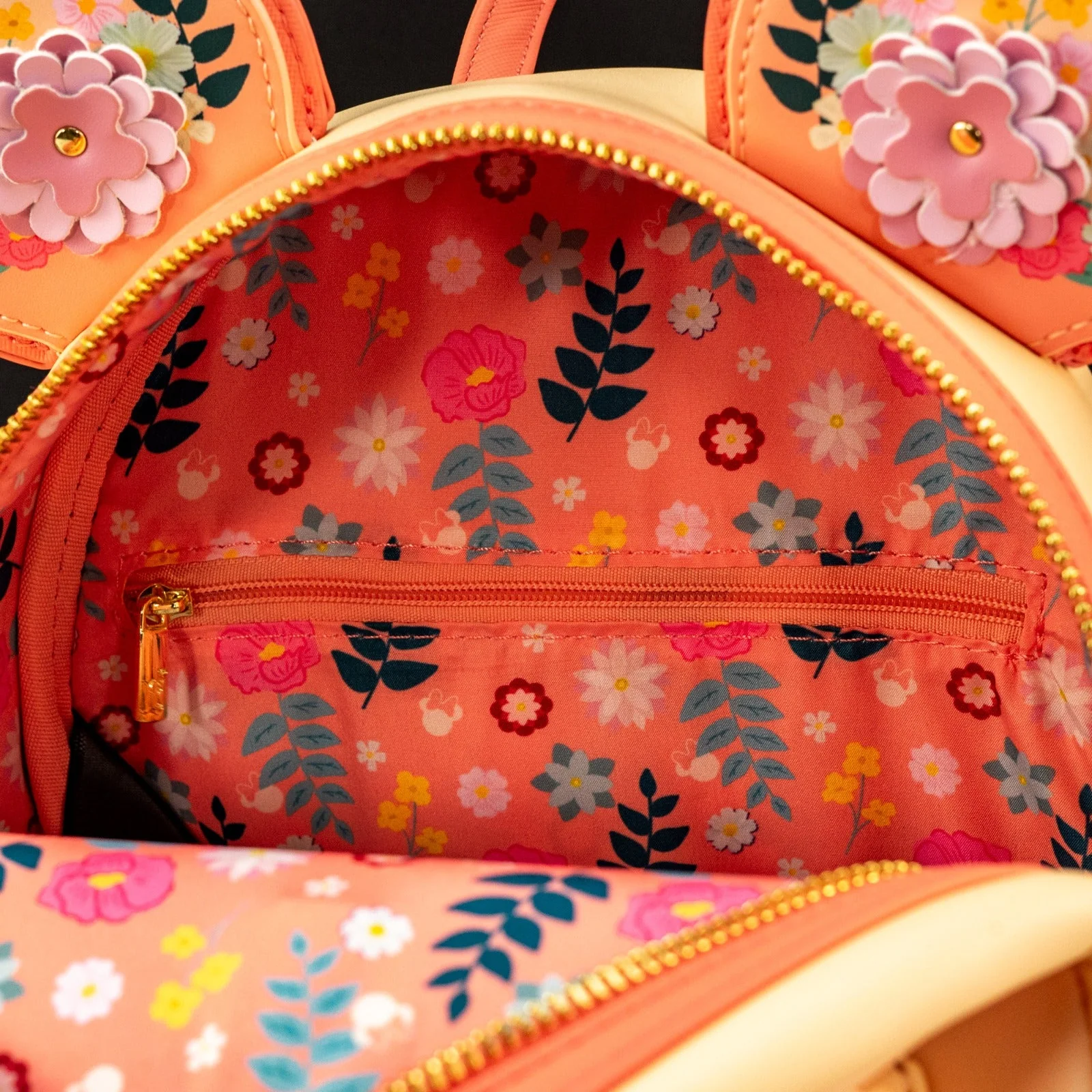 Loungefly x Disney Minnie Mouse Peach Floral Mini Backpack - Image 9
