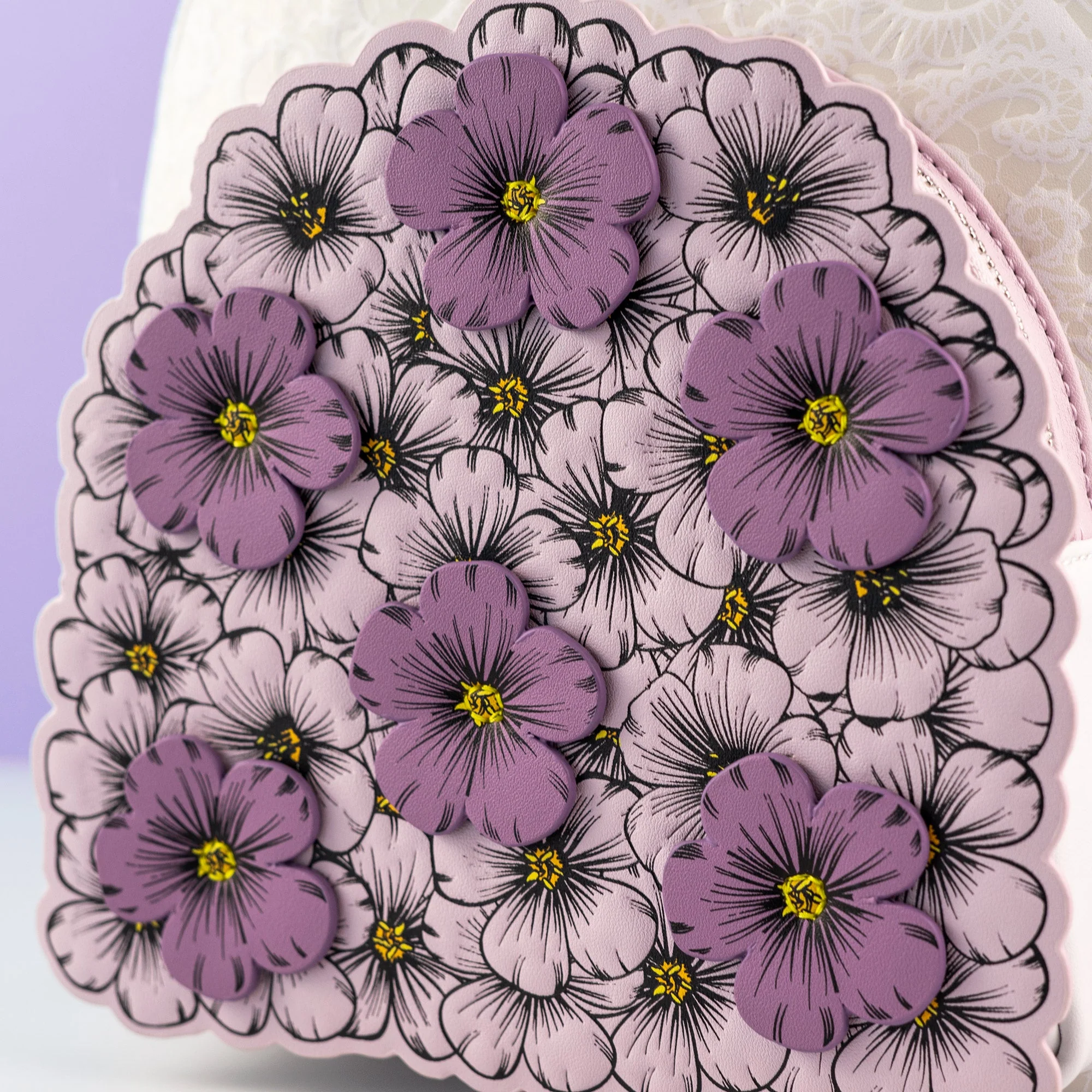 Loungefly x Disney Minnie Mouse Floral Wedding Bouquet Mini Backpack - Image 3