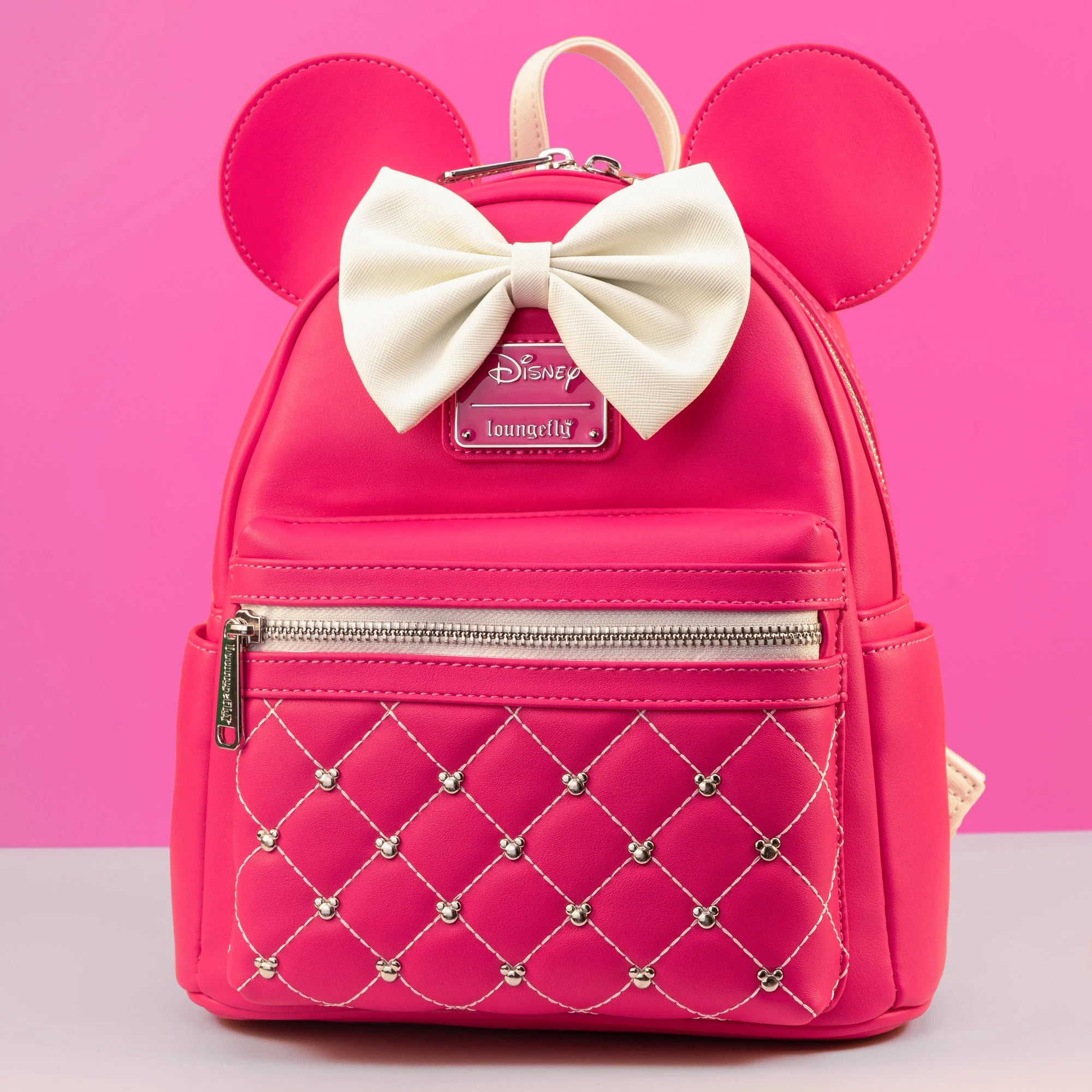 Loungefly x Disney Minnie Mouse Hot-Pink ‘Glowberry’ Quilted Mini Backpack - Image 2