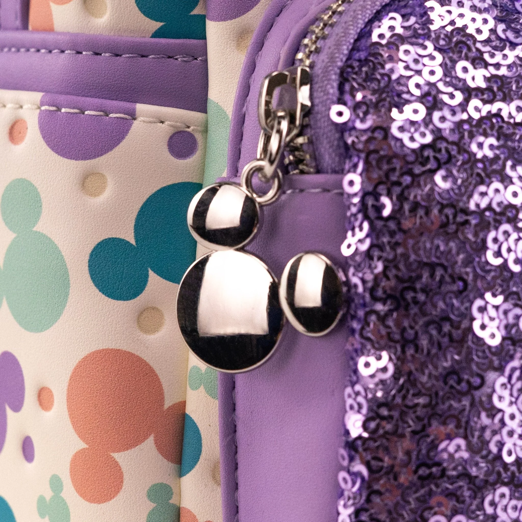 Loungefly x Disney Mickey Mouse Pastel AOP Sequin Mini Backpack - Image 2