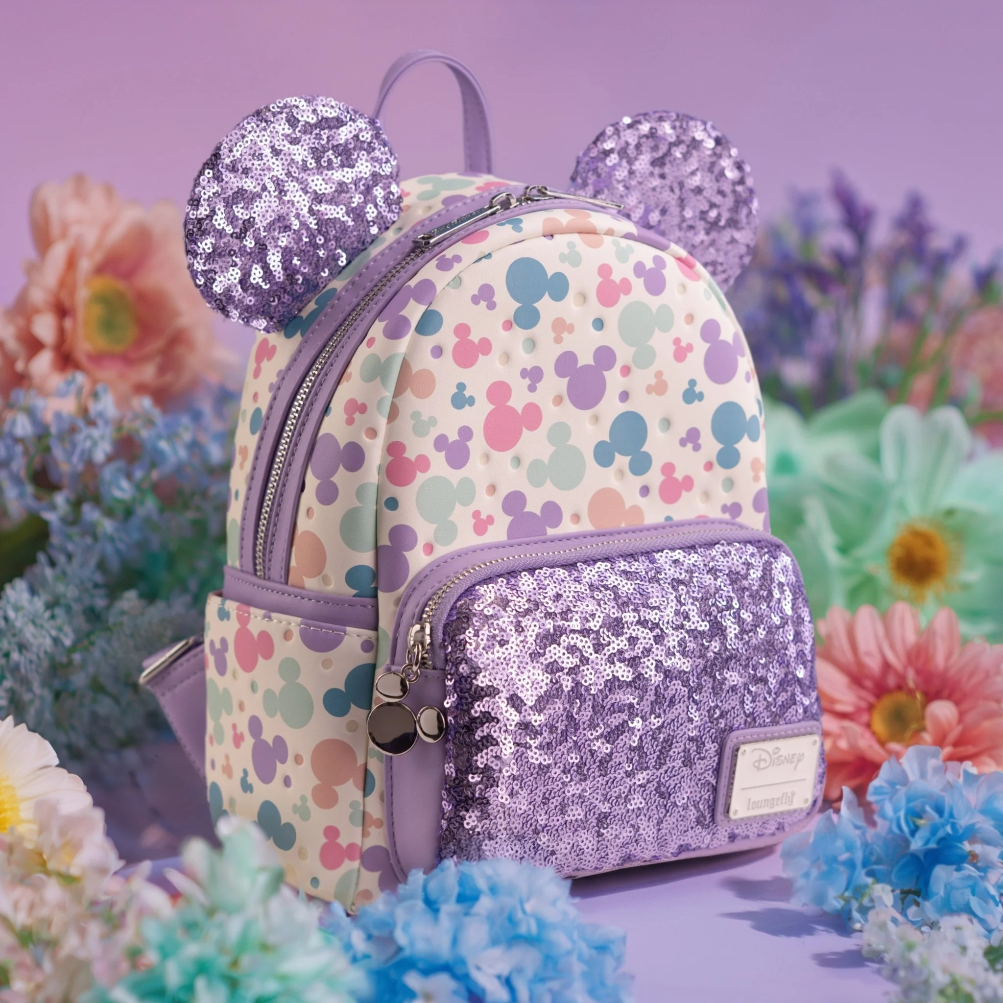 Loungefly x Disney Mickey Mouse Pastel AOP Sequin Mini Backpack - Image 8