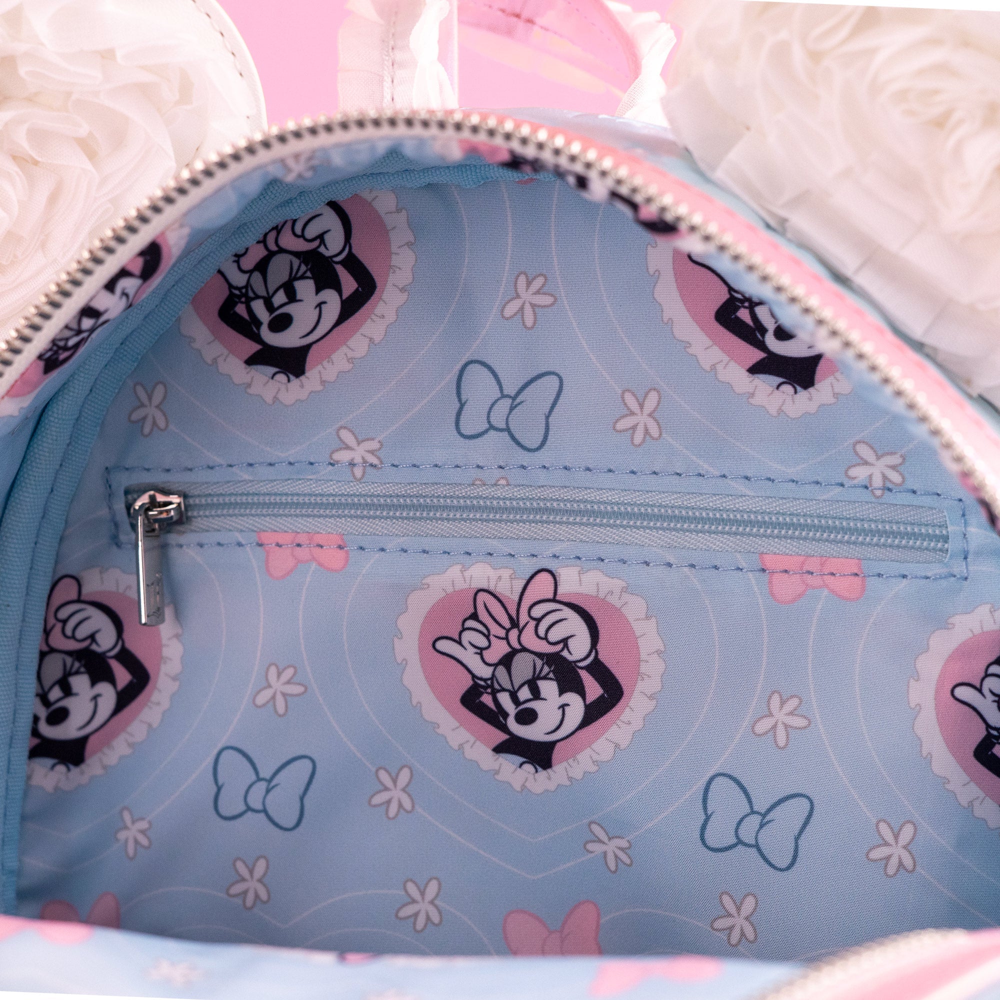 Loungefly x Disney Minnie Mouse Pearlescent Blue Bows Mini Backpack - Image 6