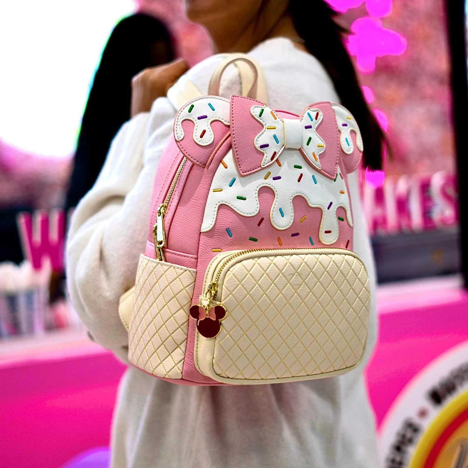 Loungefly x Disney Minnie Mouse Pink Sundae Ice Cream Mini Backpack - Image 7