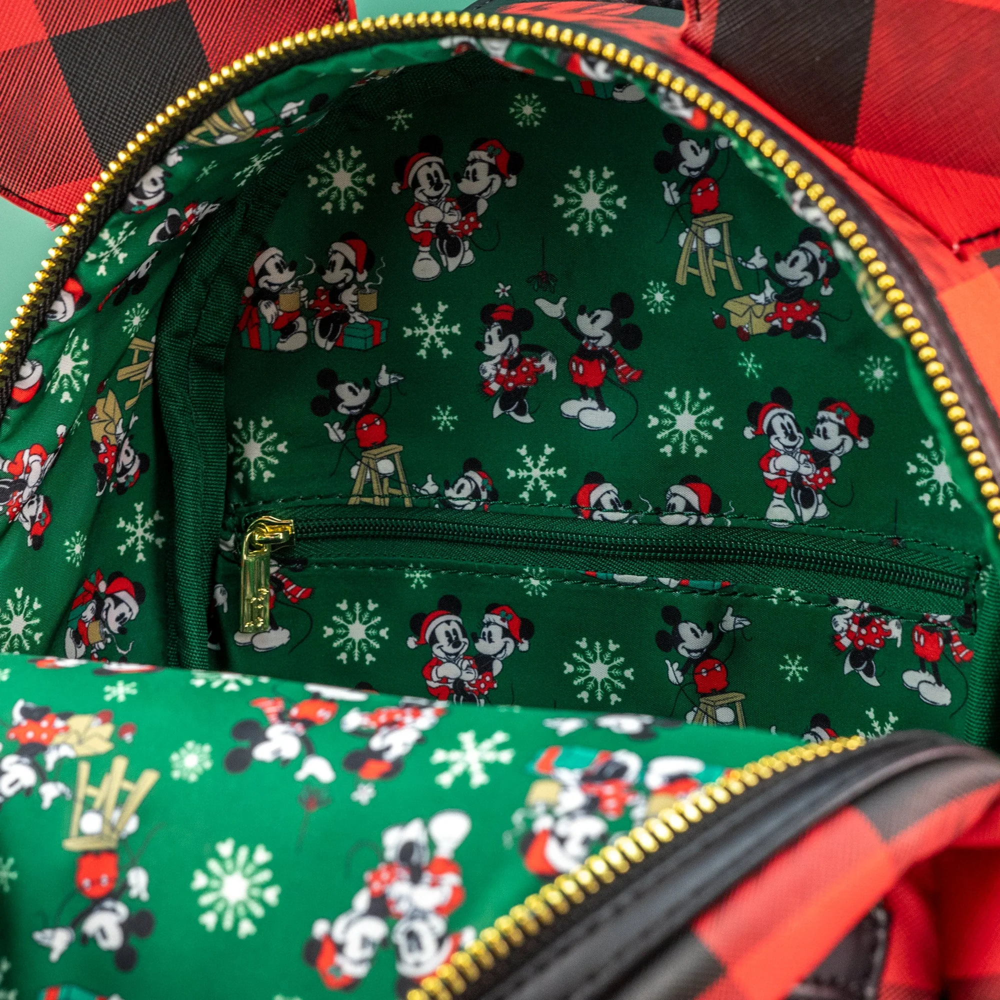 Loungefly x Disney Mickey Mouse Christmas Mistletoe Plaid Mini Backpack - Image 6