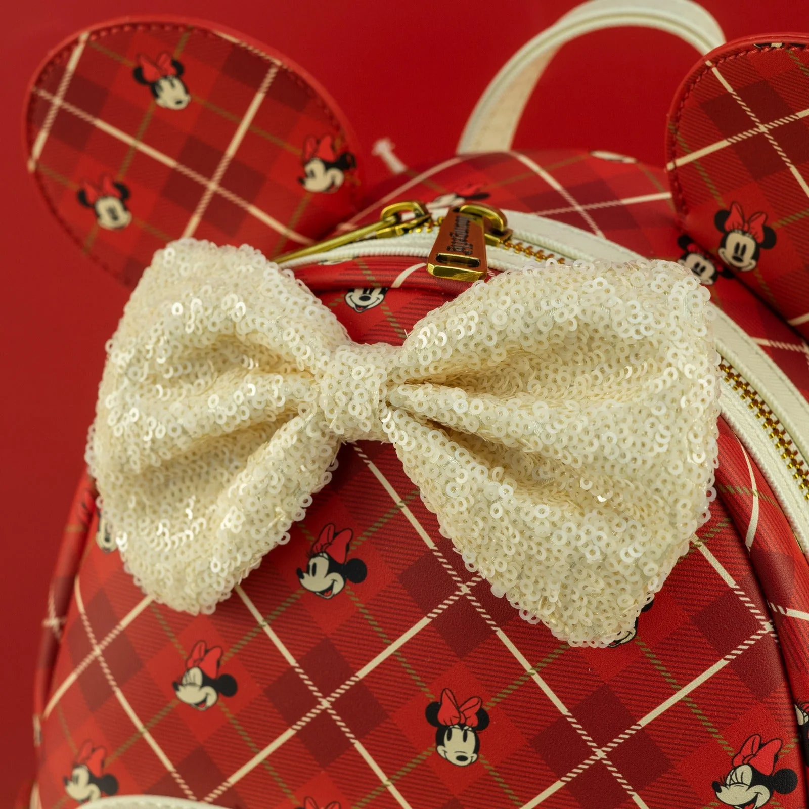 Loungefly x Disney Minnie Mouse Plaid Sequin Mini Backpack - Image 2