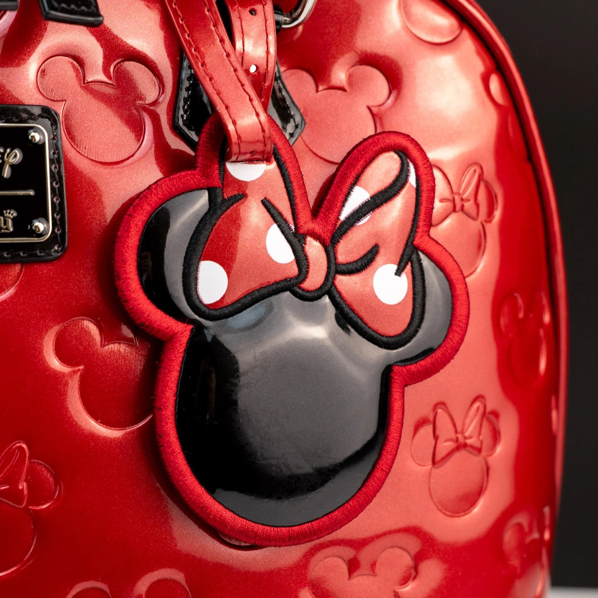 Loungefly x Disney Mickey and Minnie Mouse Red Embossed Silhouettes Tote Bag - Image 5