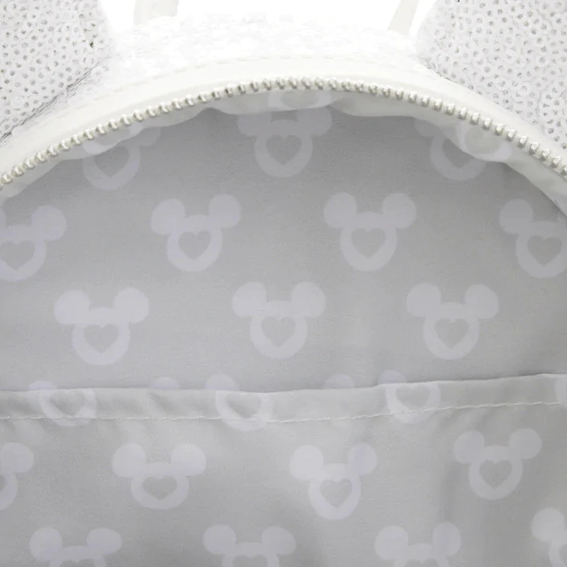 Loungefly x Disney Minnie Mouse White Sequin Wedding Mini Backpack - Image 4
