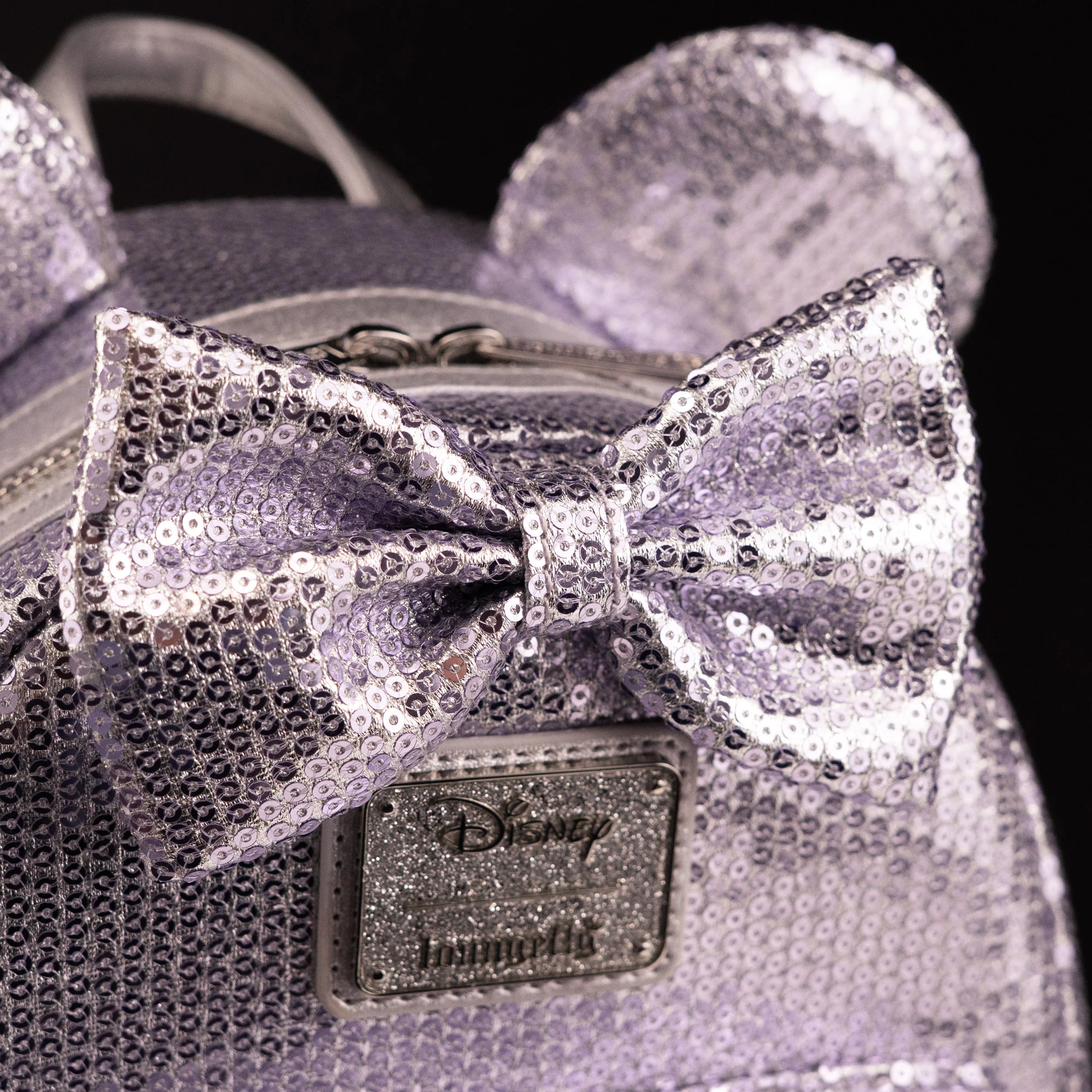 Loungefly x Disney Minnie Mouse Silver Sequin Mini Backpack - Image 3