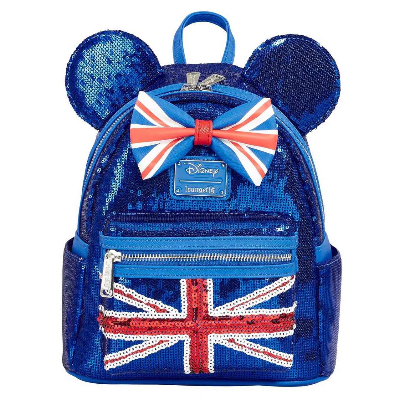 Loungefly x Disney Minnie Mouse Union Jack Sequin Mini Backpack - Image 2
