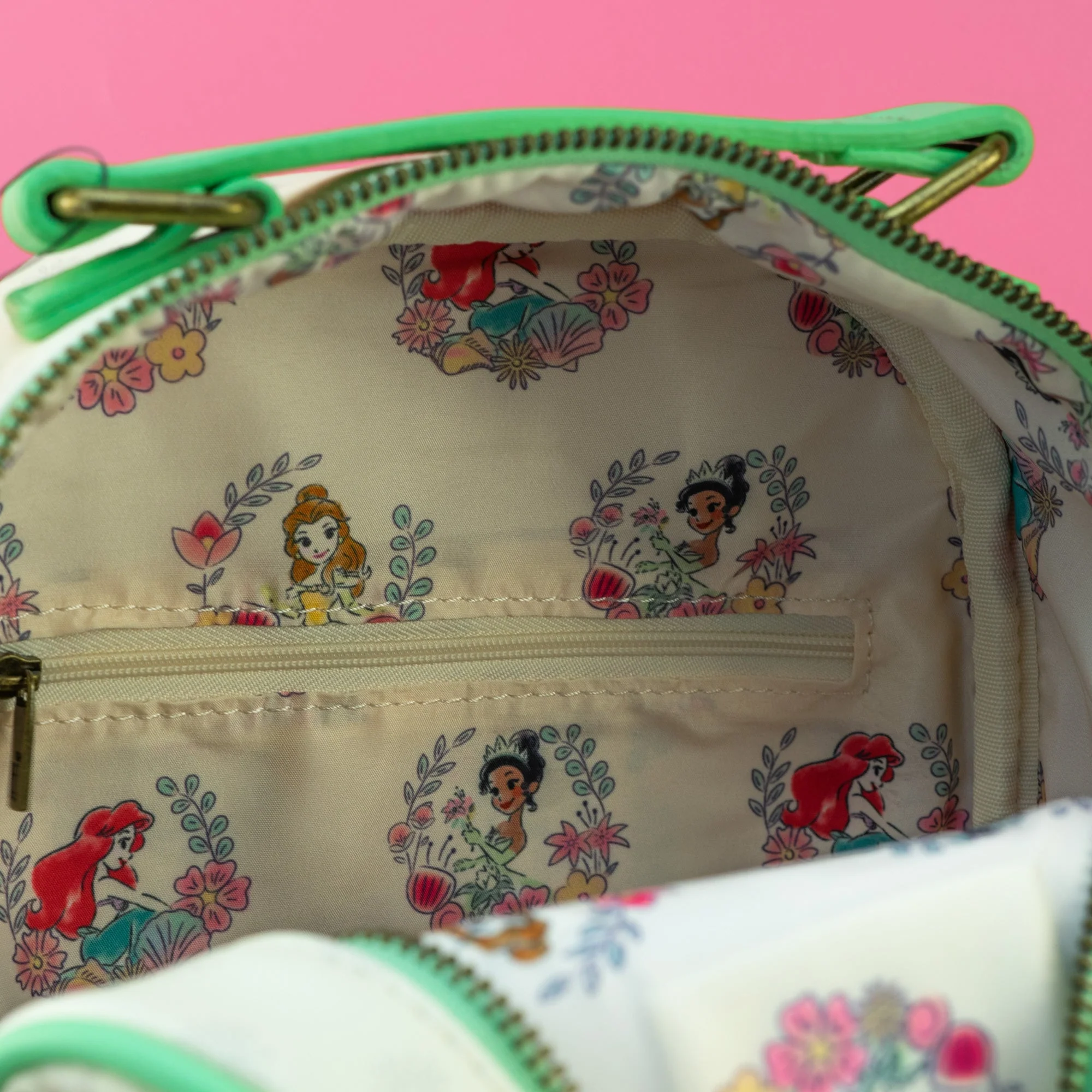 Loungefly x Disney Belle, Tiana and Ariel Floral Princesses Mini Backpack - Image 5