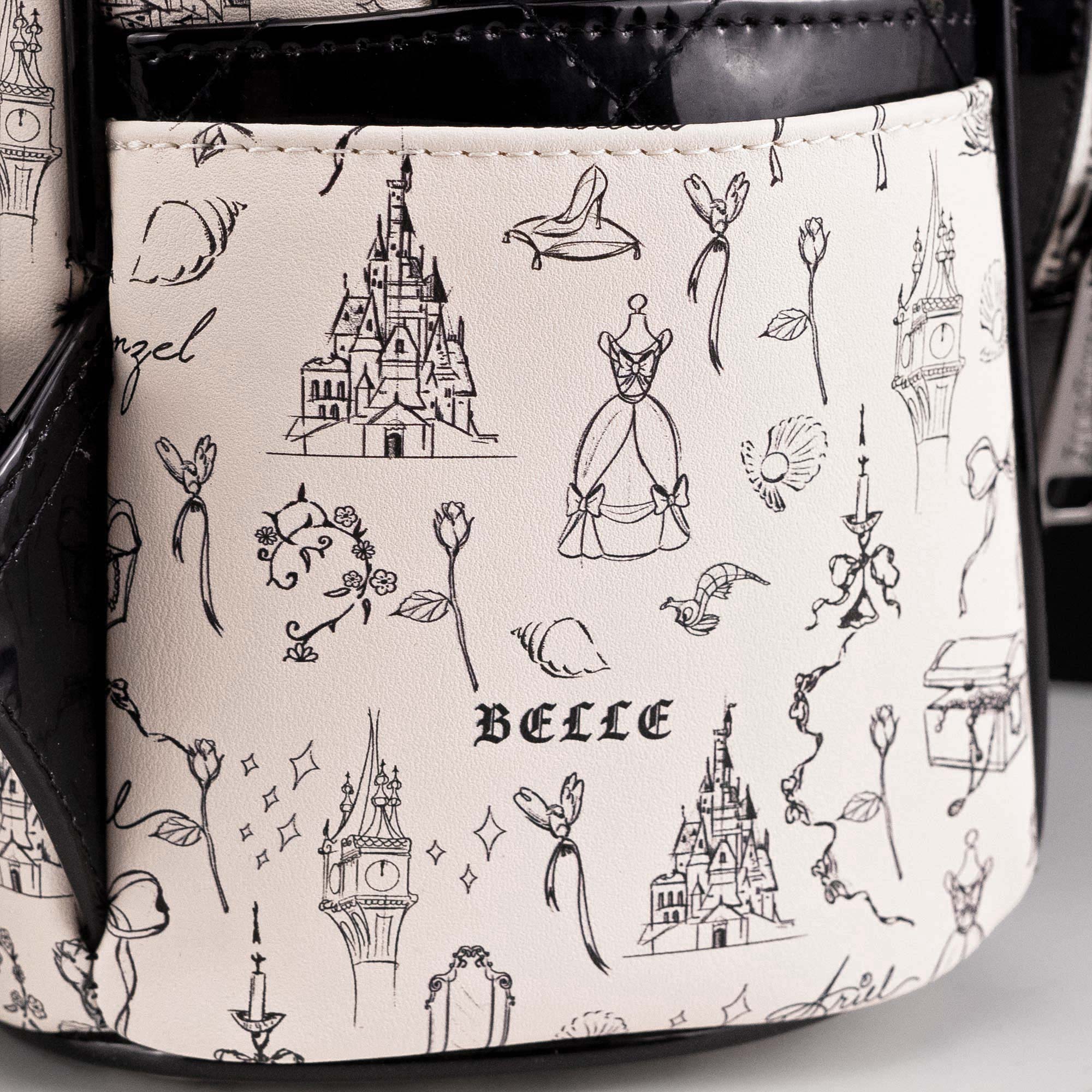 Loungefly x Disney Princess Quilted Autograph Sketch Icons Mini Backpack - Image 4