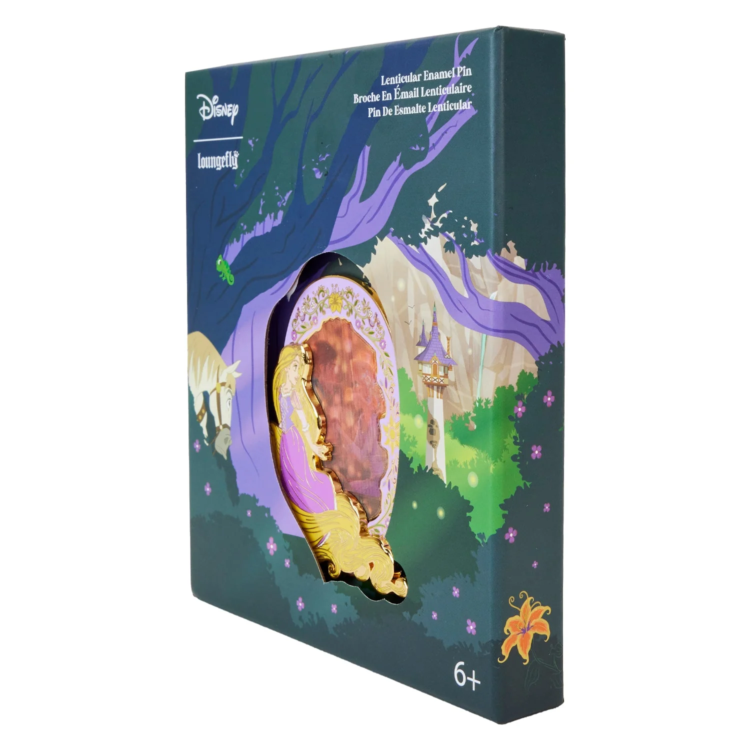Loungefly x Disney Princess Rapunzel Lentincular 3" Collector Box Pin - Image 2