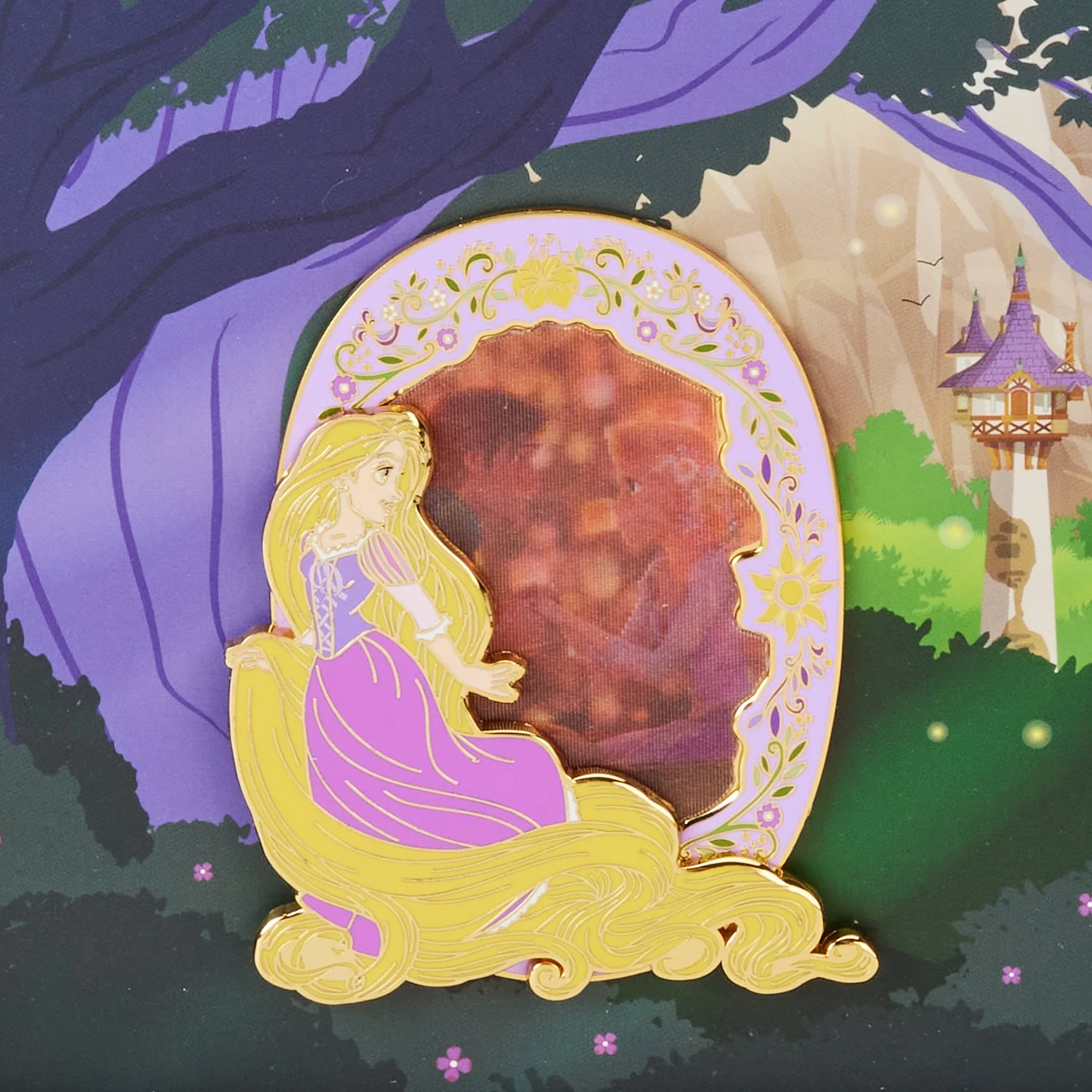 Loungefly x Disney Princess Rapunzel Lentincular 3" Collector Box Pin - Image 4