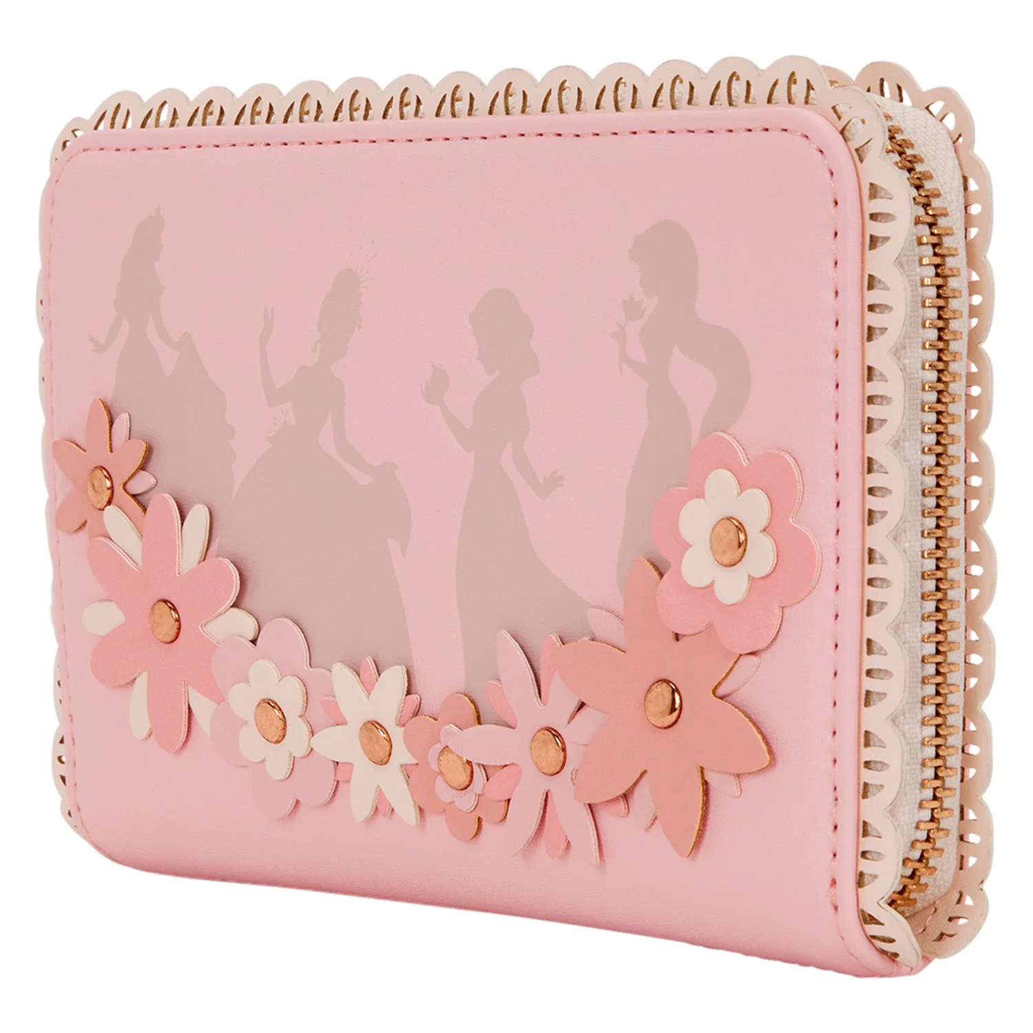 Loungefly x Disney Princess Pink Floral Silhouettes Zip Around Wallet - Image 2