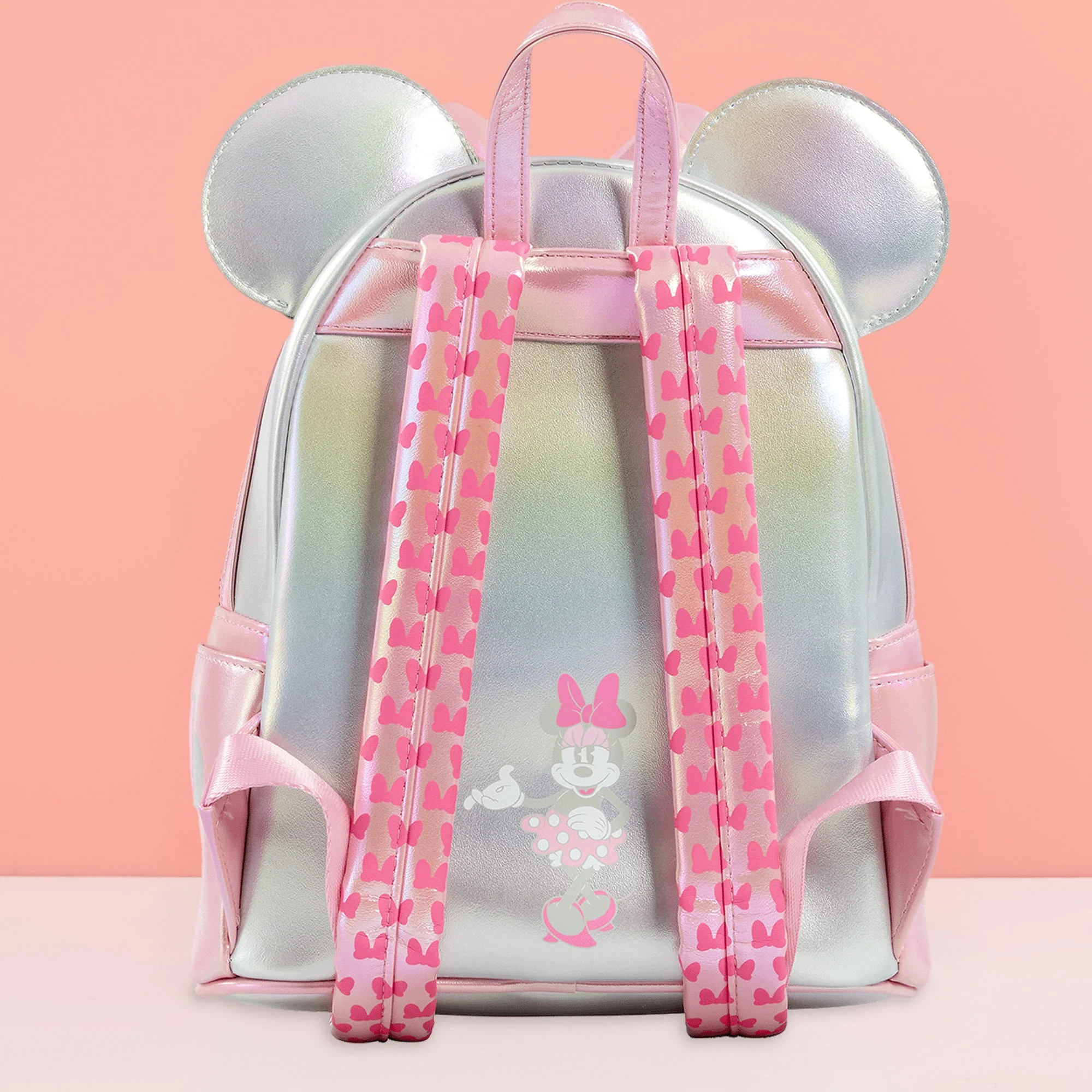Loungefly x Disney Silver & Pink Minnie Mouse Mini Backpack - Image 3