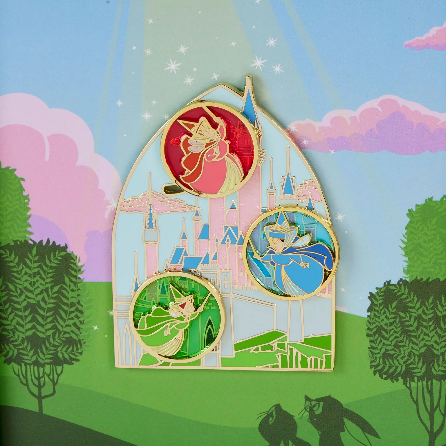 Loungefly x Disney Sleeping Beauty The Three Fairies 3 Inch Ltd Ed Pin - Image 3