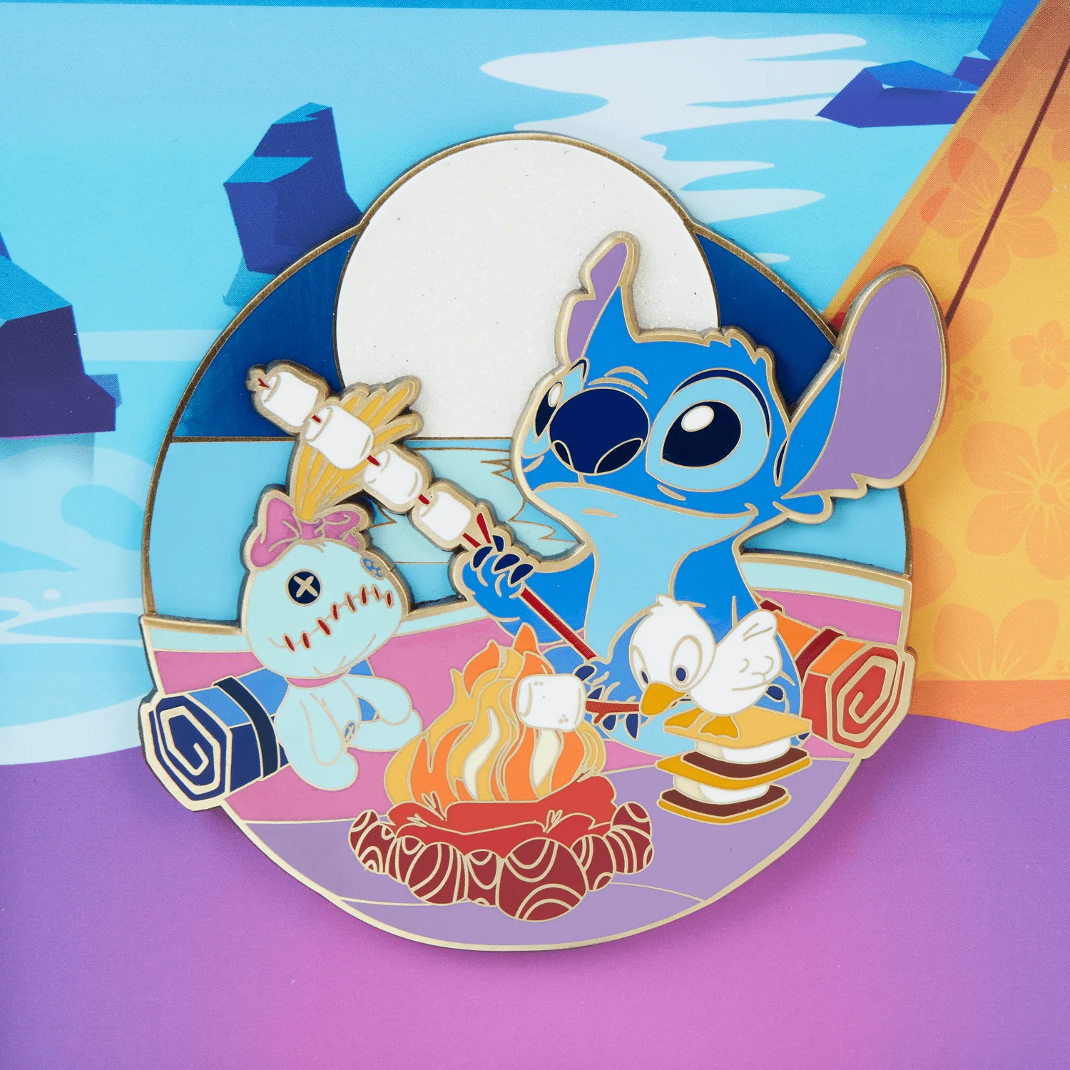 Loungefly x Disney Stitch Camping Cuties 3" Collector Box Pin - Image 3