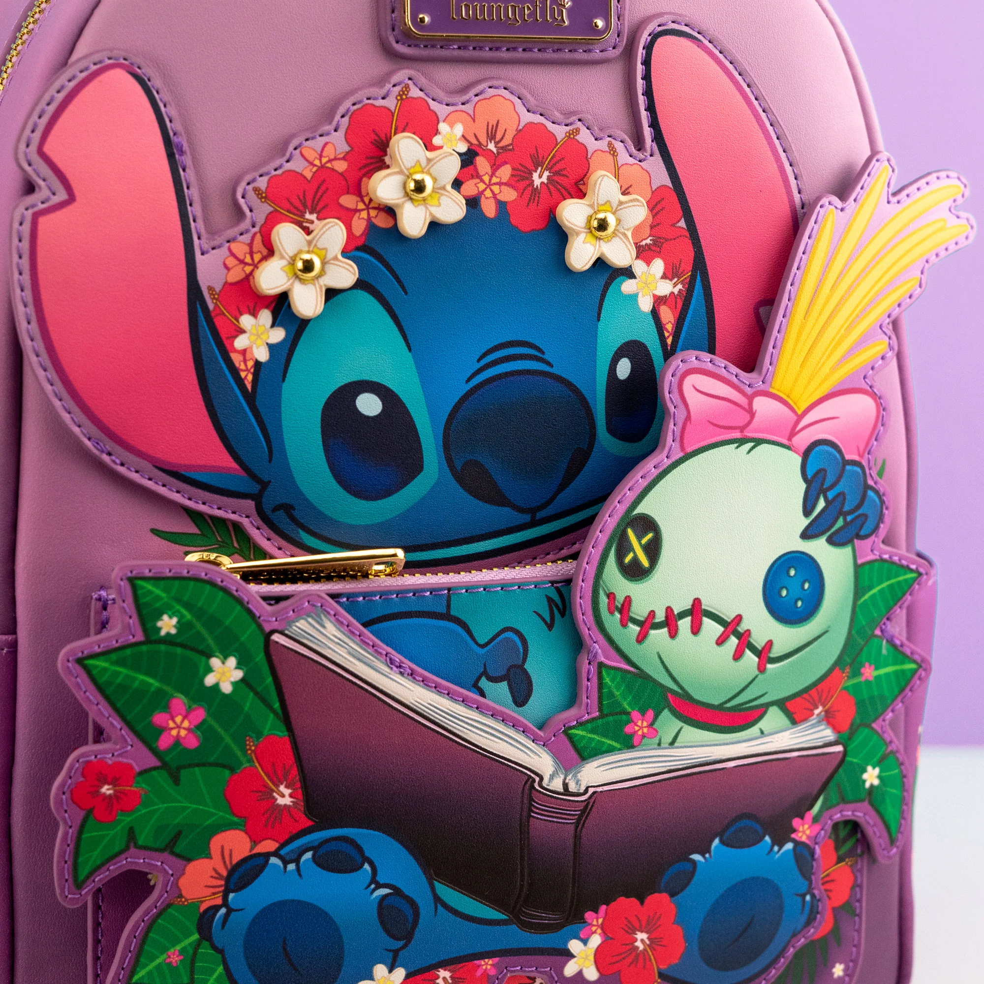 Loungefly x Disney Stitch & Scrump Reading Book Mini Backpack - Image 3
