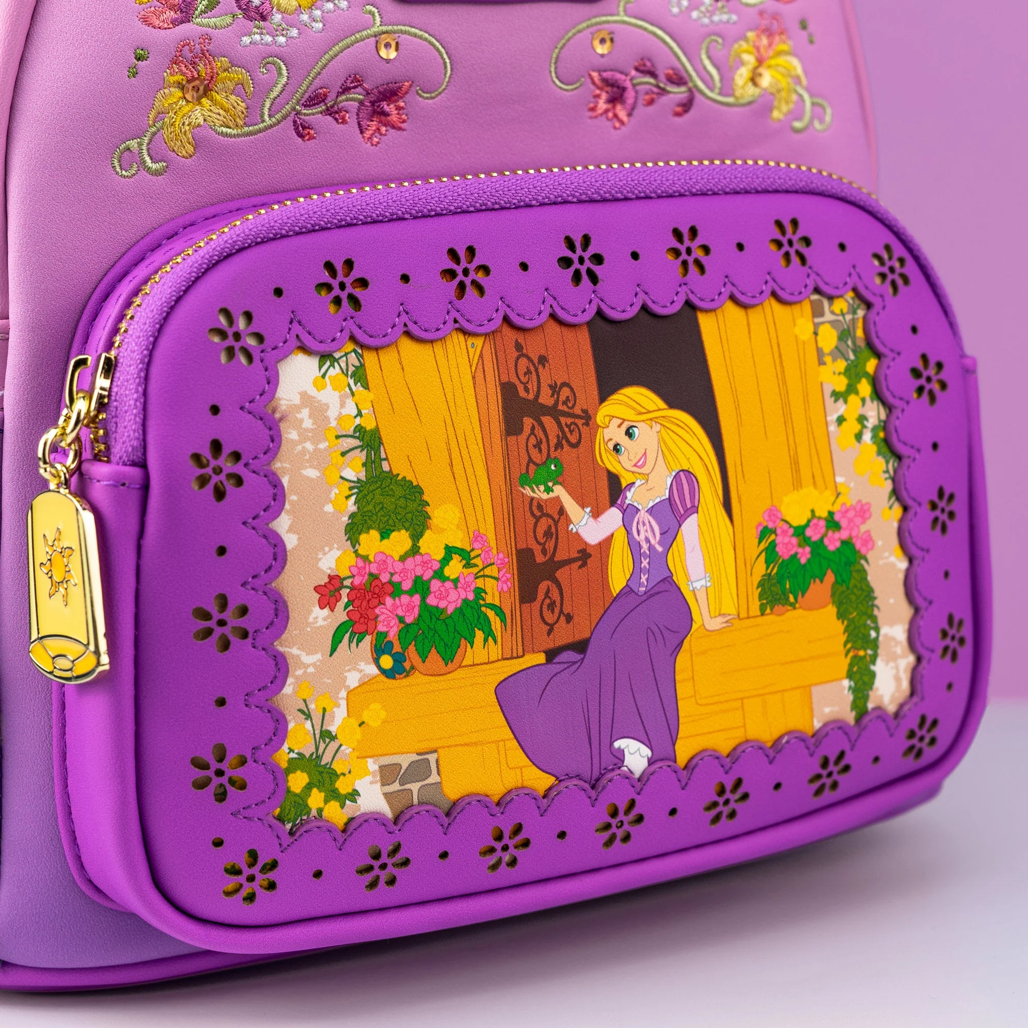Loungefly x Disney Tangled Rapunzel Die Cut Window Scene Mini Backpack - Image 4