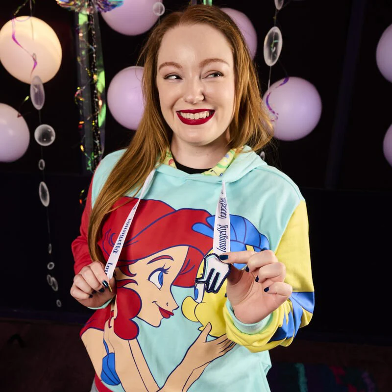 Loungefly x Disney The Little Mermaid Ariel and Flounder Unisex Hoodie - Image 2