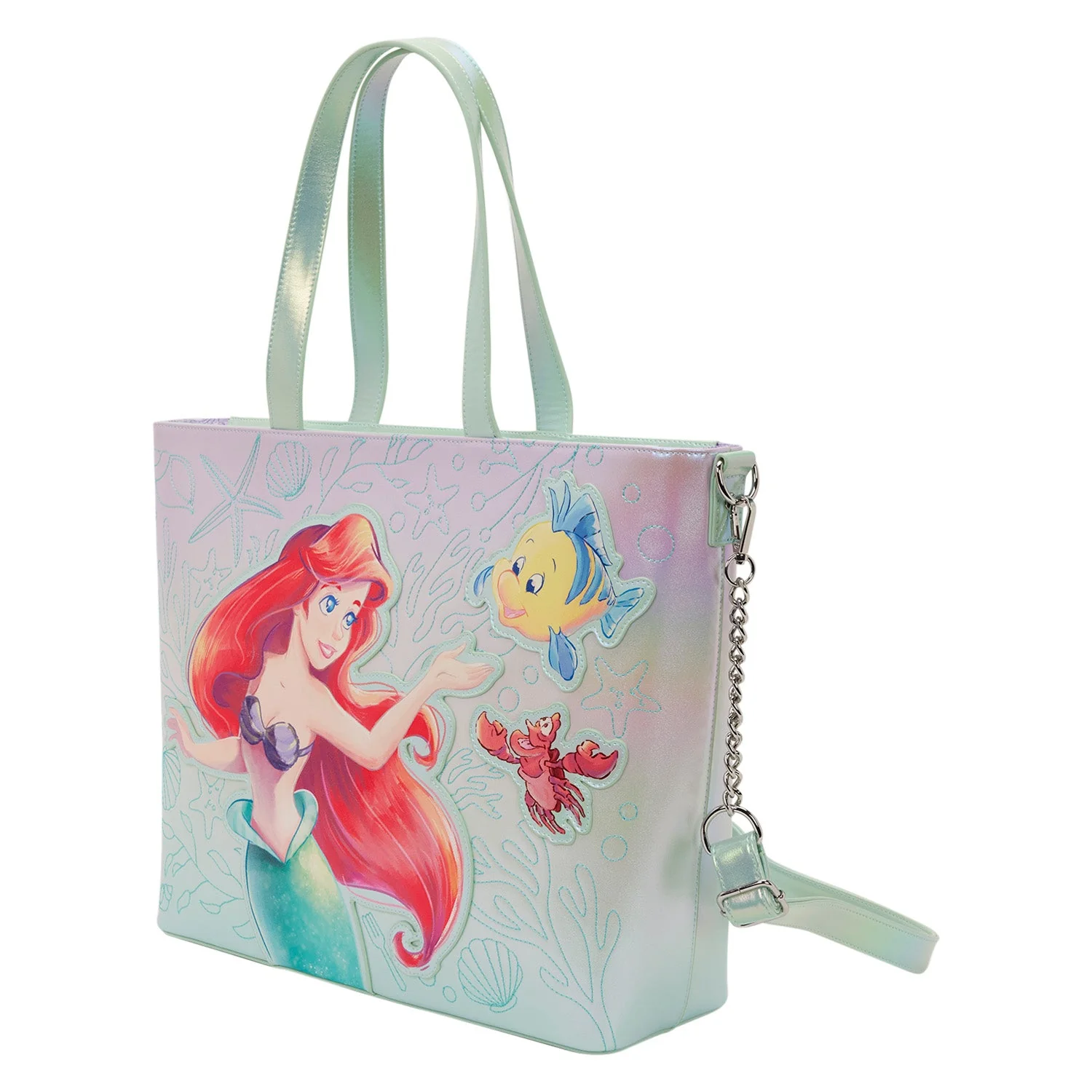 Loungefly x Disney The Little Mermaid Ariel & Flounder Tote Bag With Coin Bag - Image 3