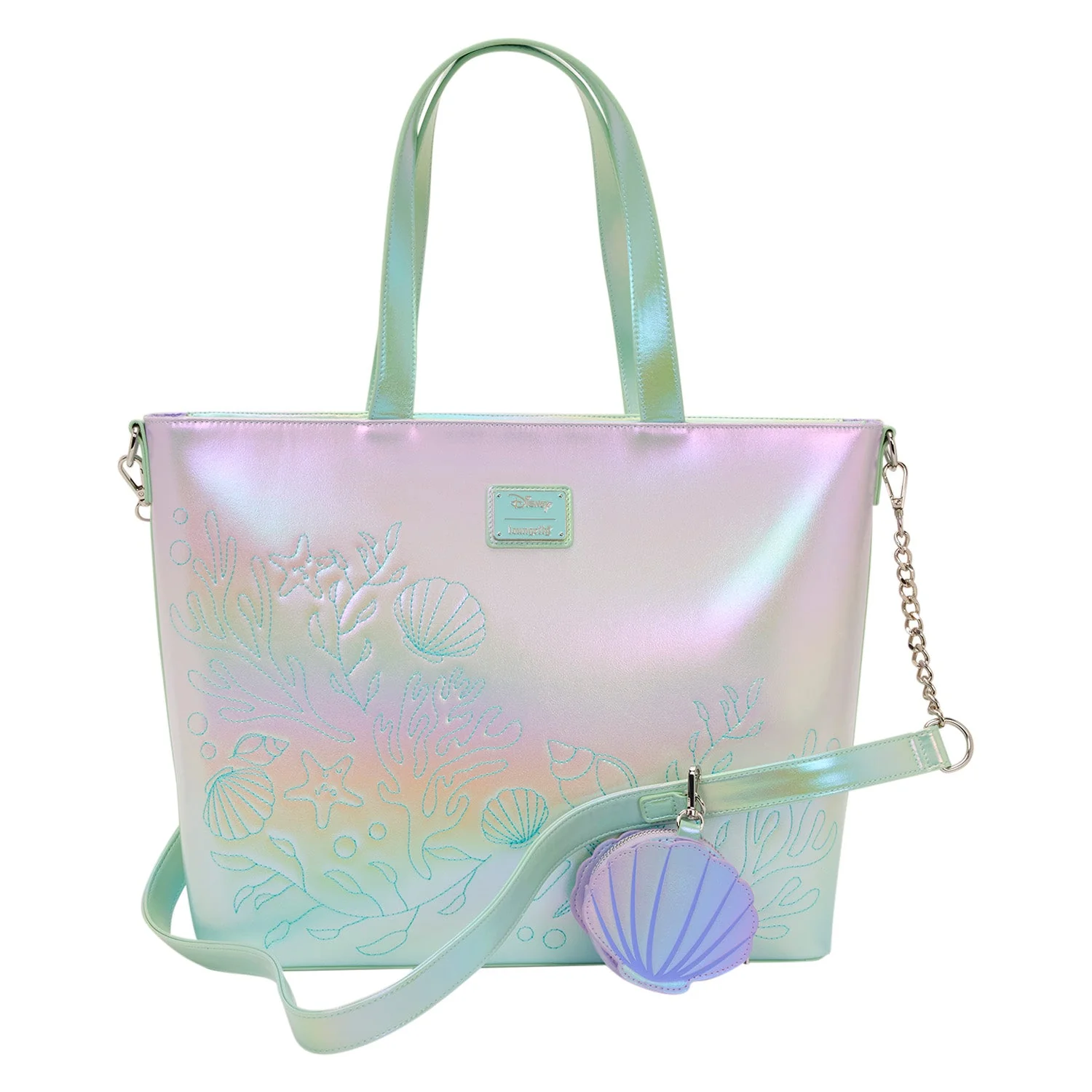 Loungefly x Disney The Little Mermaid Ariel & Flounder Tote Bag With Coin Bag - Image 5