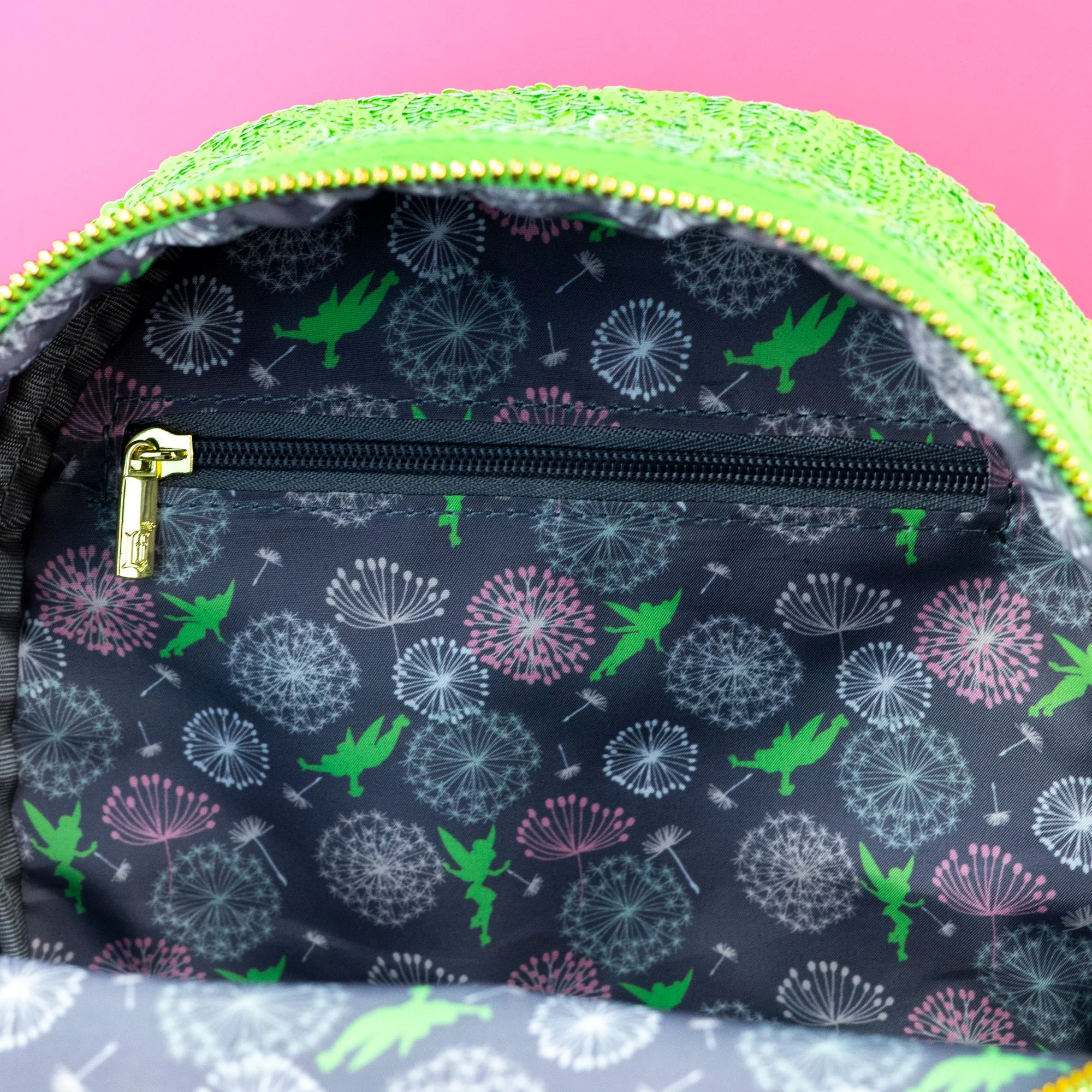Loungefly x Disney Tinkerbell Green Sequin Mini Backpack - Image 6