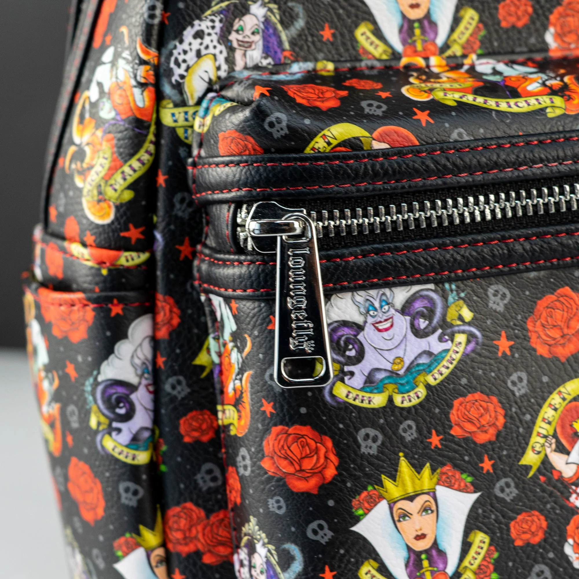Loungefly x Disney Villains Black Tattoo All Over Print Mini Backpack - Image 3