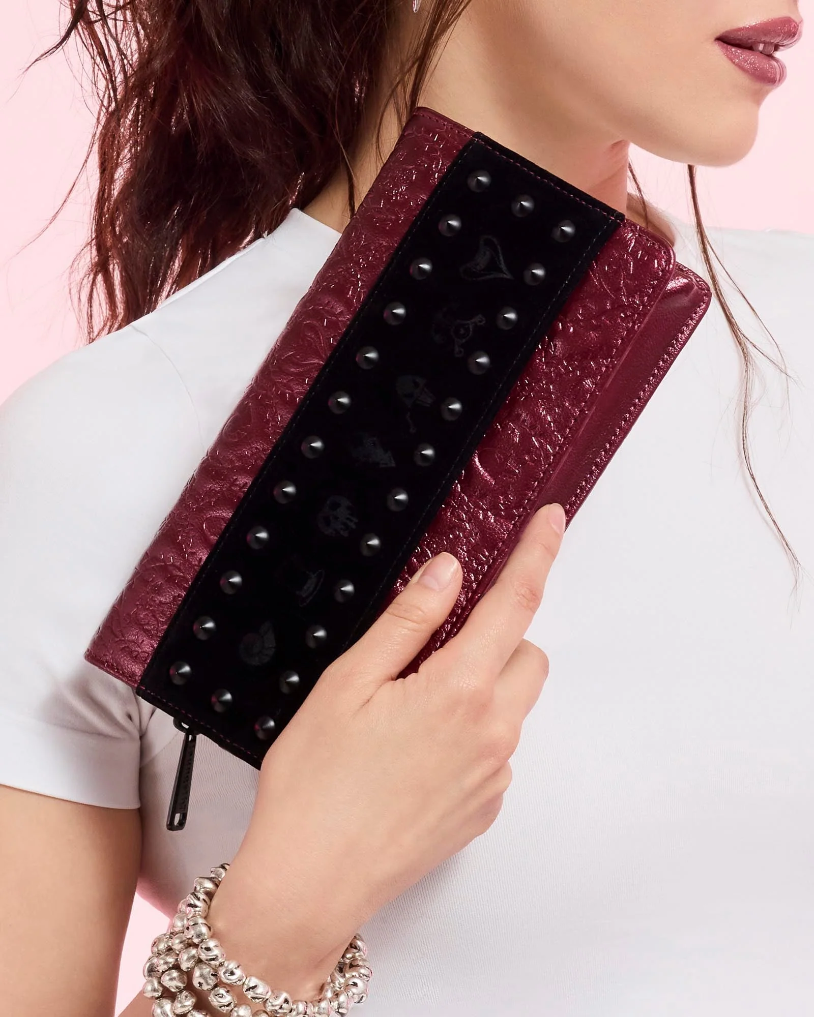 Loungefly x Disney Villains Studded Velvet Clutch Crossbody Bag - Image 2