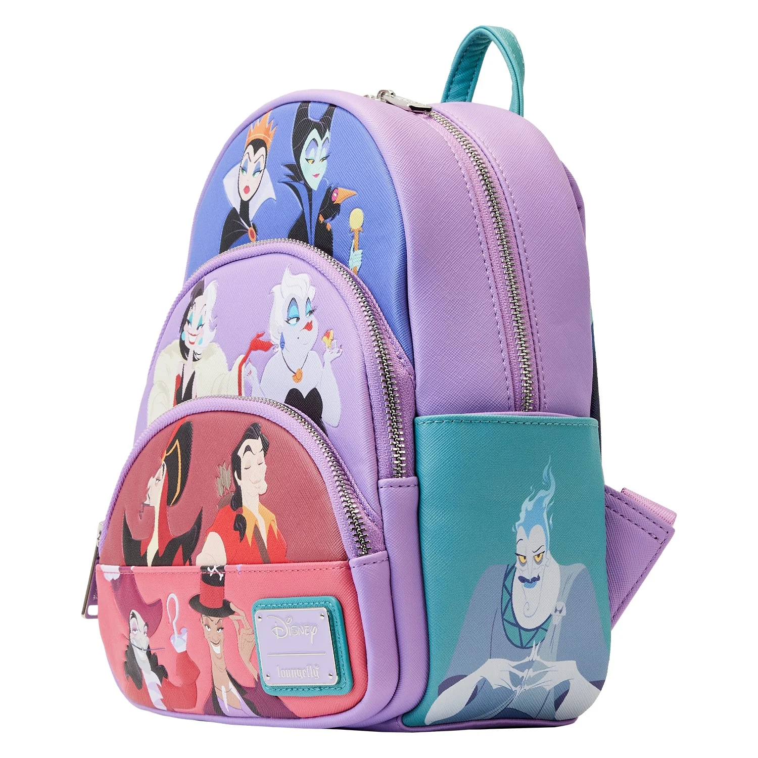 Loungefly x Disney Villains Colour Block Triple Pocket Mini Backpack - Image 2