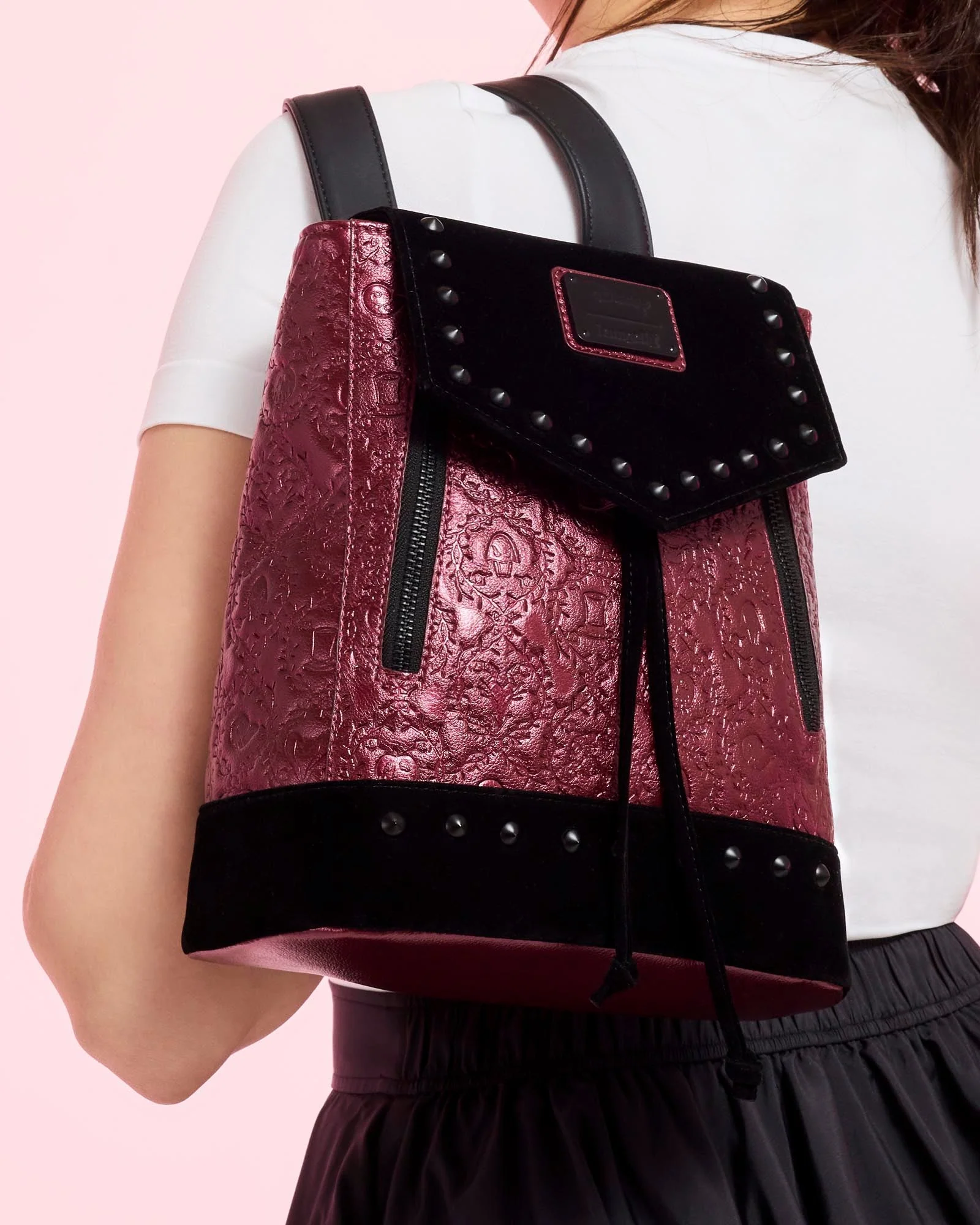 Loungefly x Disney Villains Studded Velvet Mini Backpack - Image 2