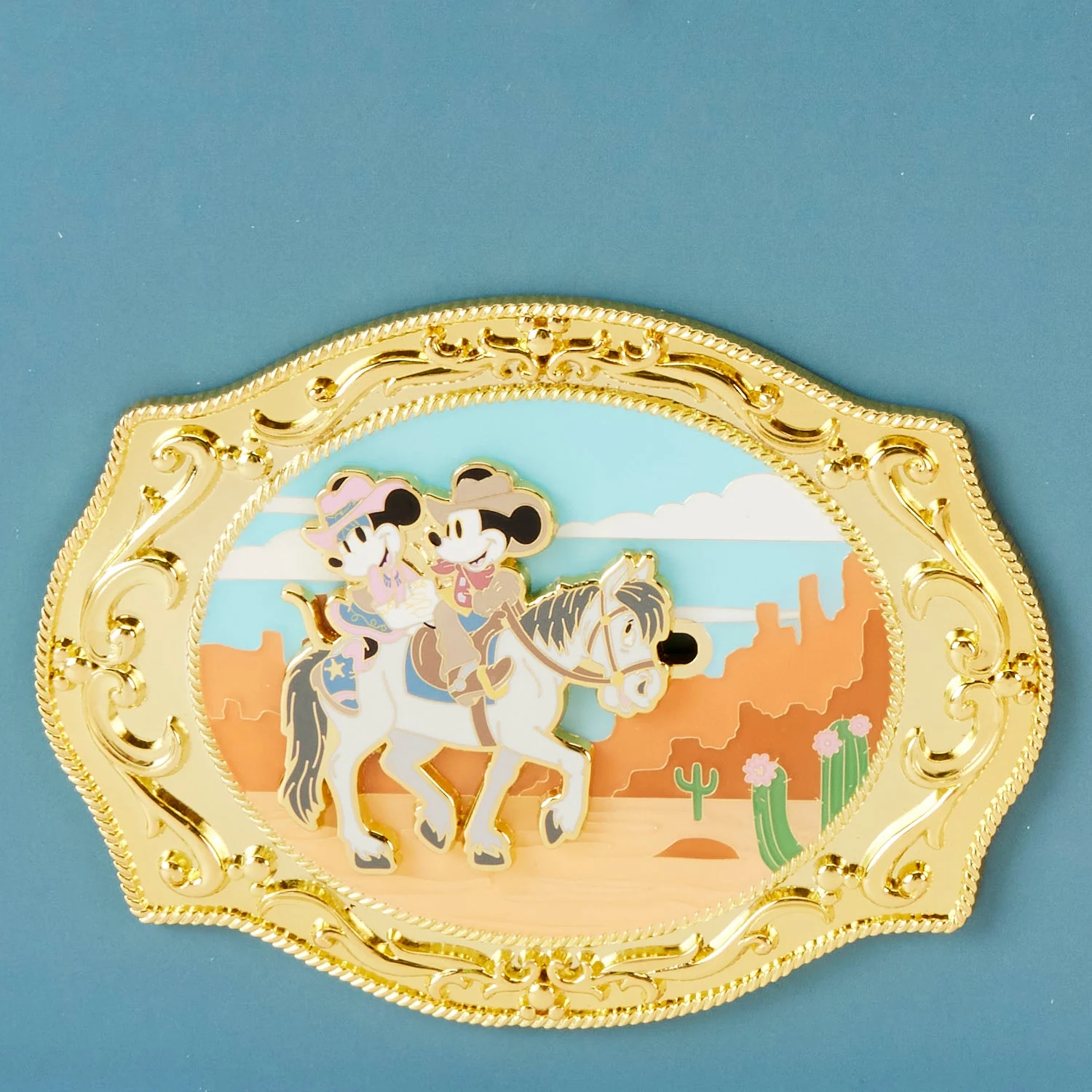 Loungefly x Disney Western Mickey and Minnie Mouse Belt Buckle 3 Inch Pin - Image 5