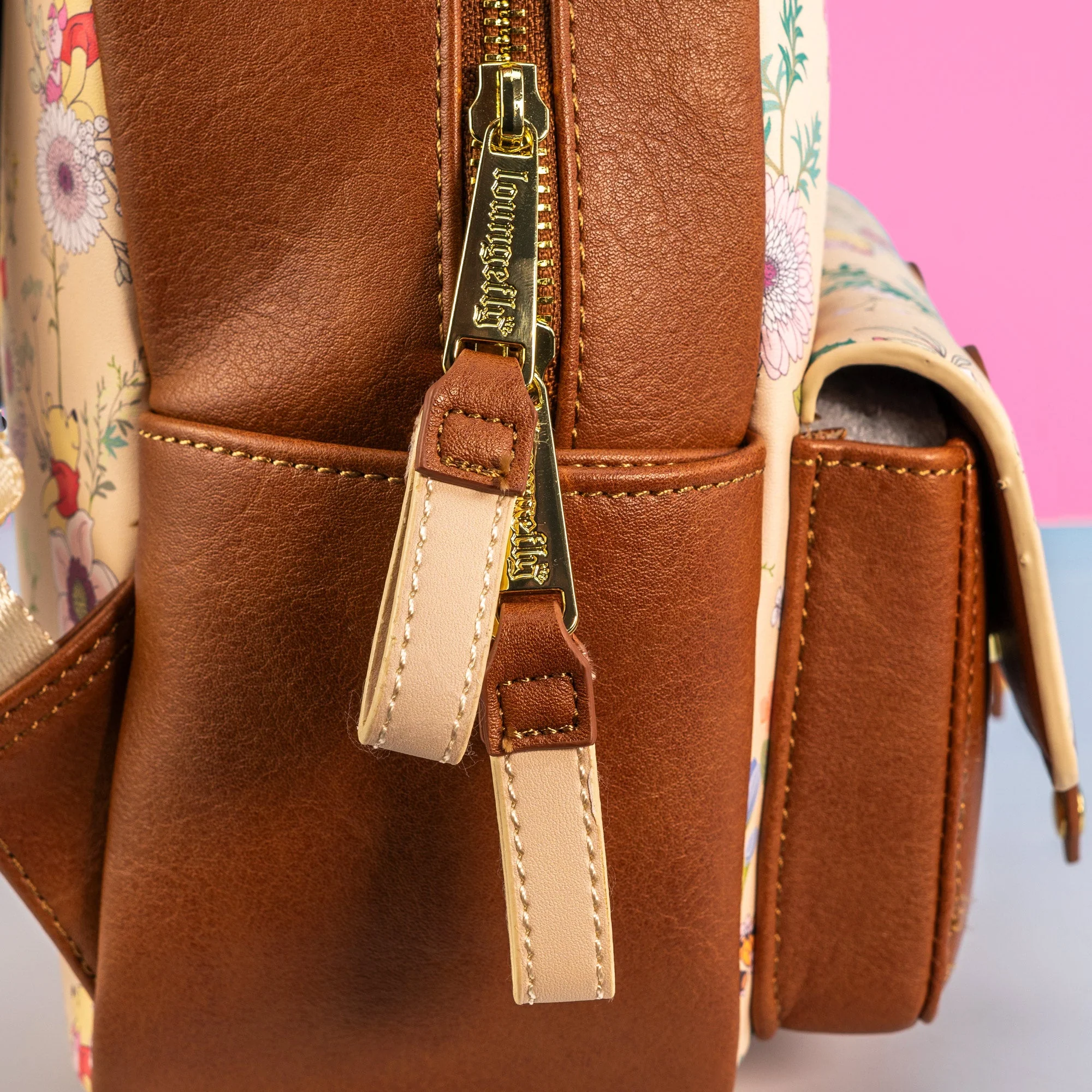 Loungefly x Disney Winnie the Pooh Floral Print Flap Pocket Mini Backpack - Image 4
