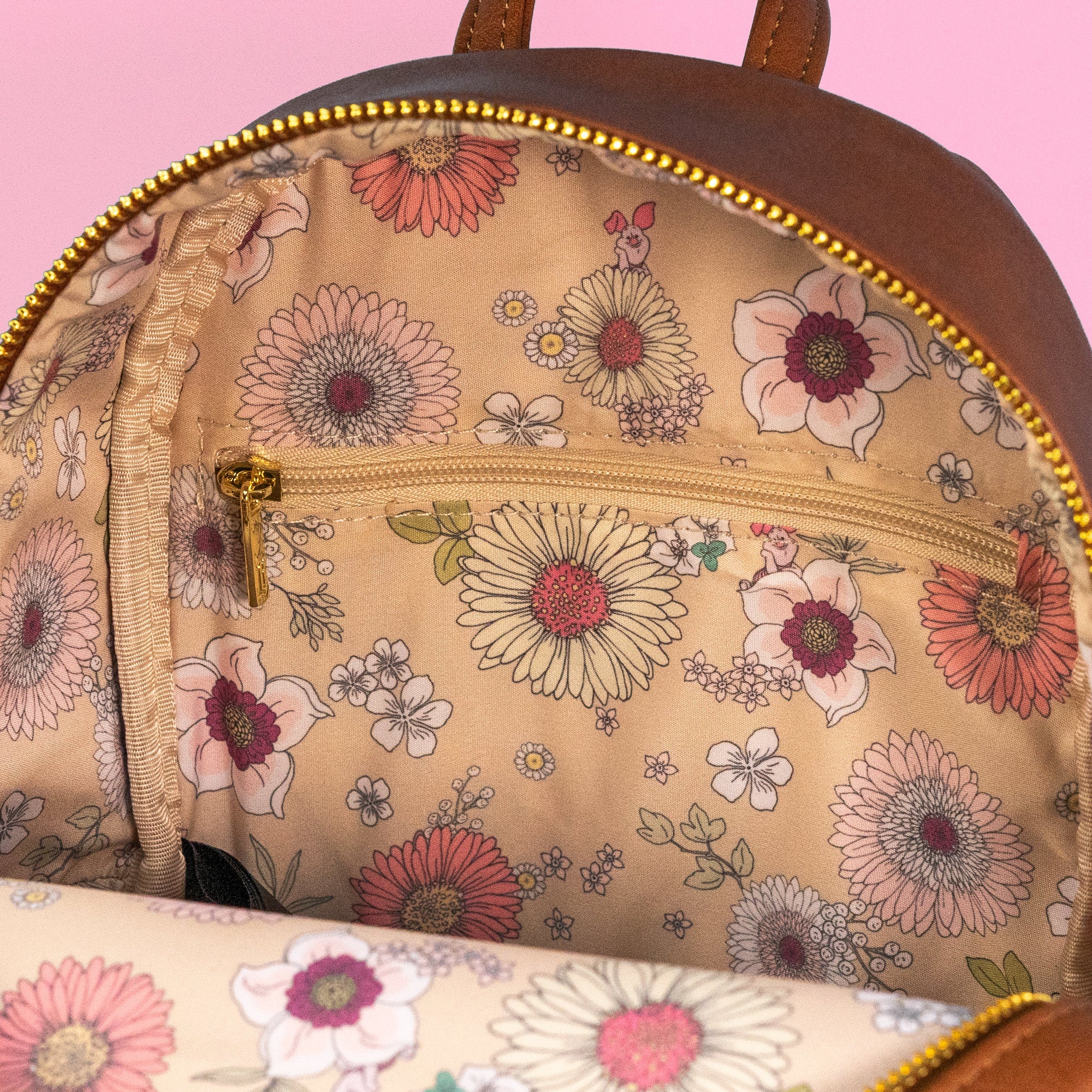 Loungefly x Disney Winnie the Pooh Floral Print Flap Pocket Mini Backpack - Image 6