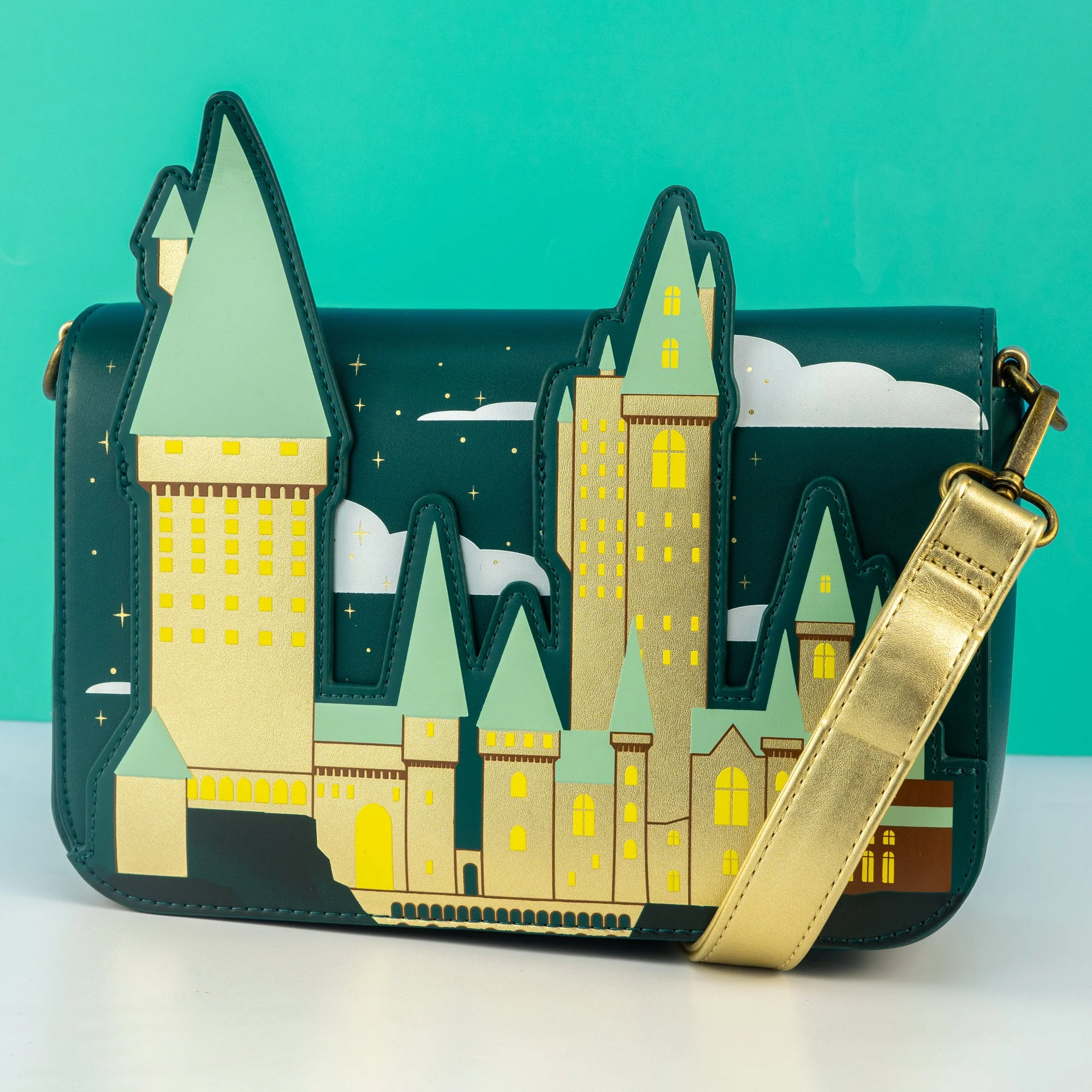 Loungefly x Harry Potter Golden Hogwarts Castle Crossbody Bag - Image 2