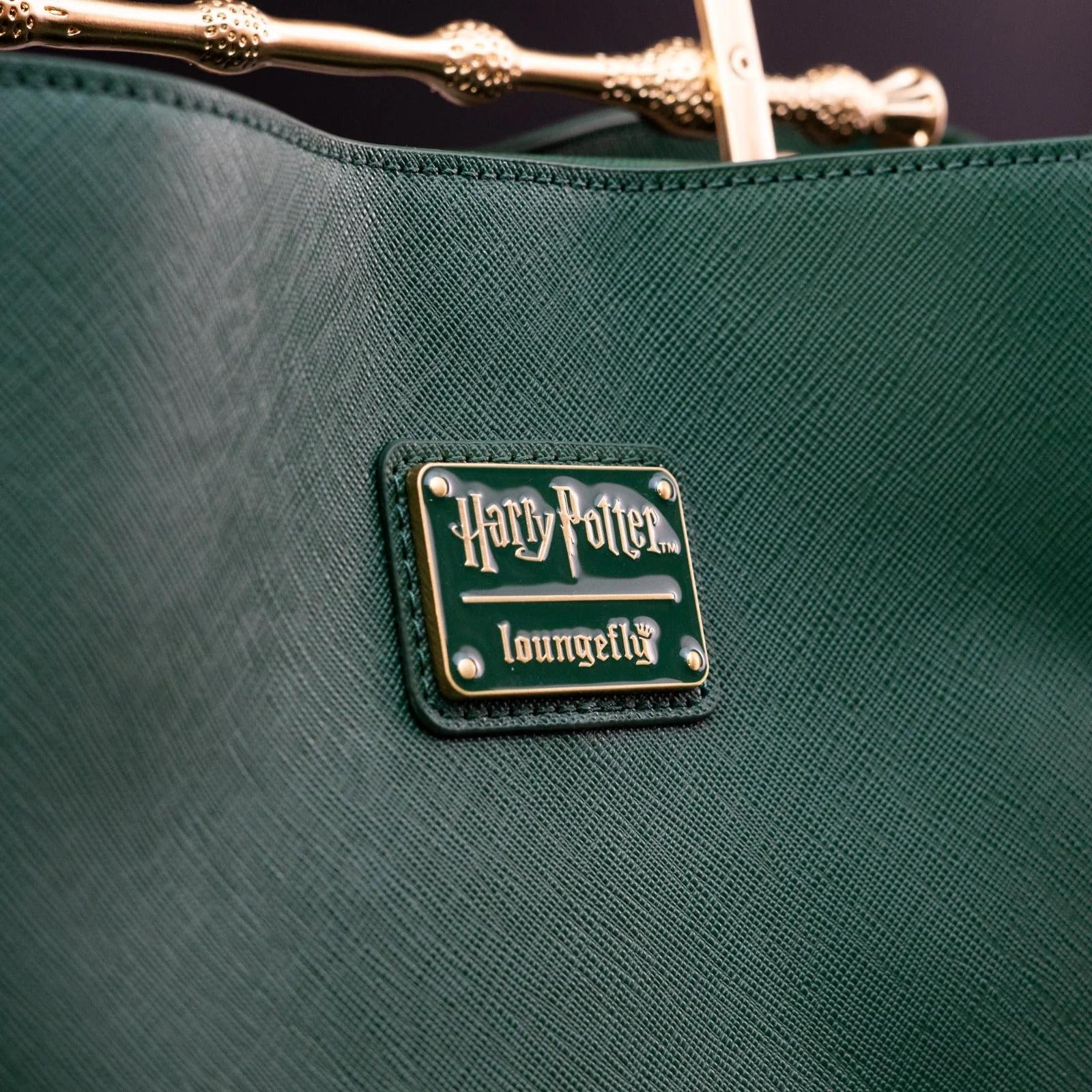 Loungefly x Harry Potter House Slytherin Green Saffiano Elder Wand Crossbody Handbag - Image 6