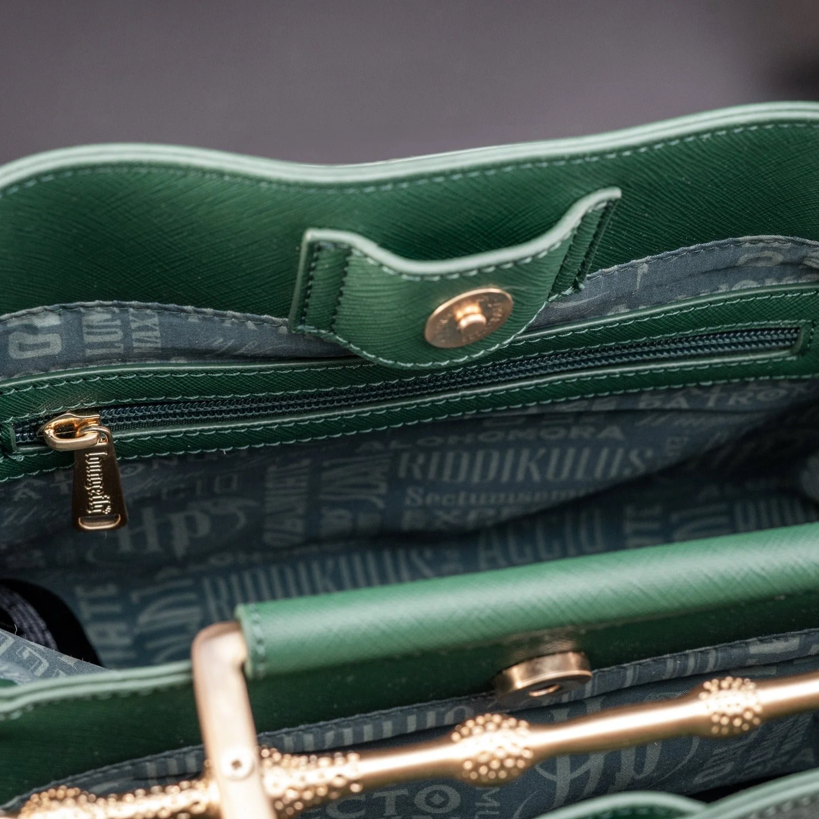 Loungefly x Harry Potter House Slytherin Green Saffiano Elder Wand Crossbody Handbag - Image 7