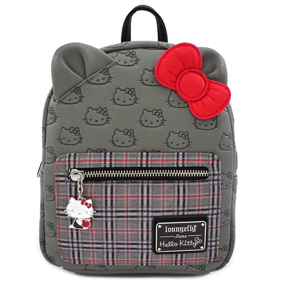 Loungefly x Hello Kitty Grey Plaid Mini Backpack - Image 2