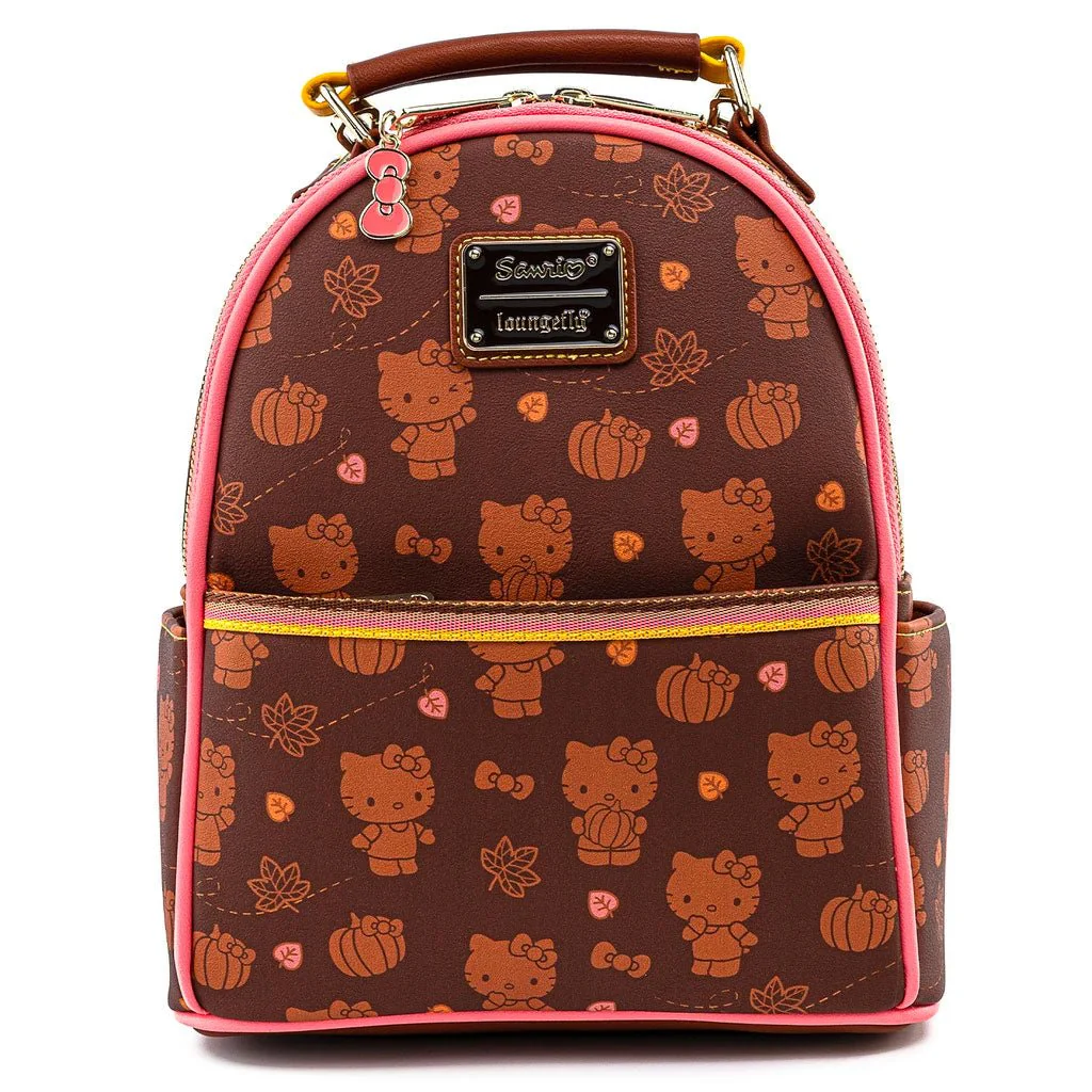 Loungefly x Hello Kitty Pumpkin Spice Print Mini Convertible Backpack - Image 2