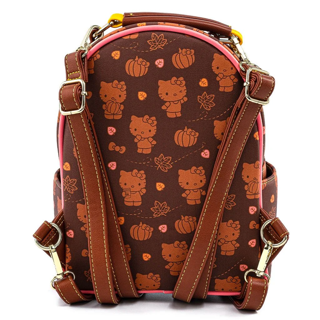 Loungefly x Hello Kitty Pumpkin Spice Print Mini Convertible Backpack - Image 3