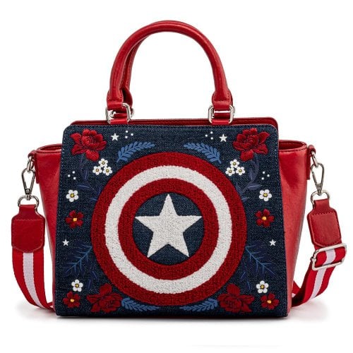 Loungefly x Marvel Captain America 80th Anniversary Floral Shield Crossbody Bag - Image 2