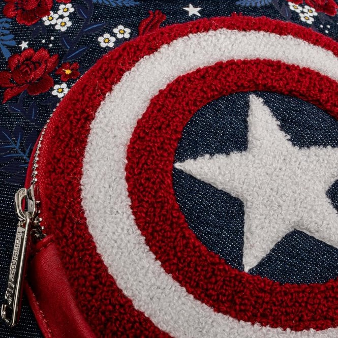 Loungefly x Marvel Captain America 80th Anniversary Floral Shield Mini Backpack - Image 4