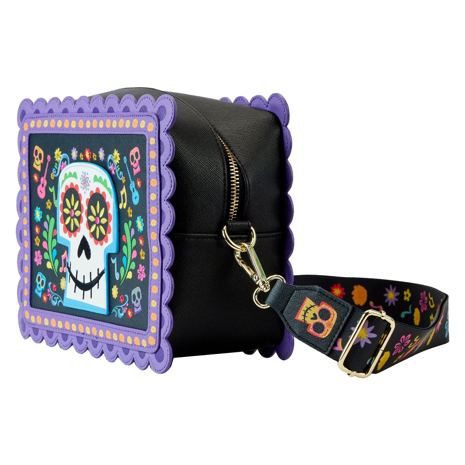 Loungefly x Pixar Coco Miguel Floral Skull  Crossbody Handbag - Image 3