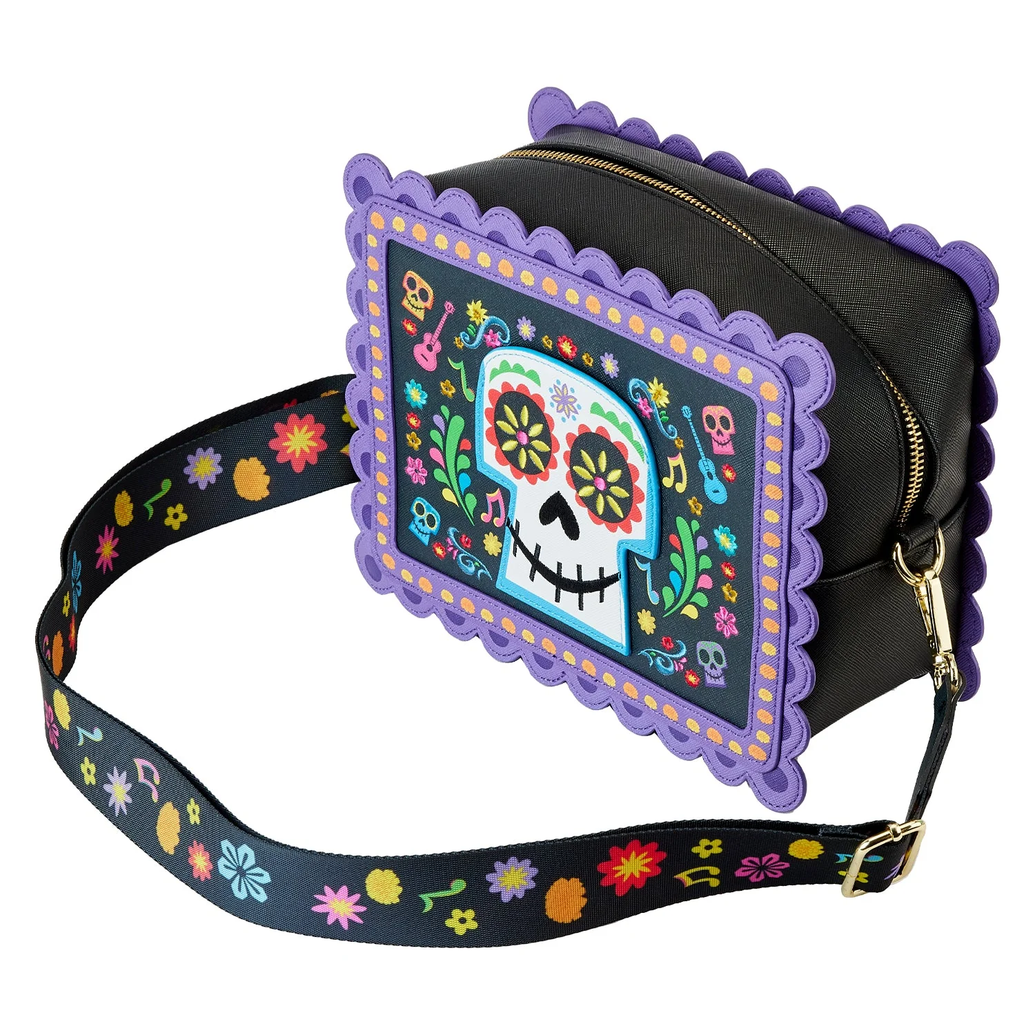 Loungefly x Pixar Coco Miguel Floral Skull  Crossbody Handbag - Image 4