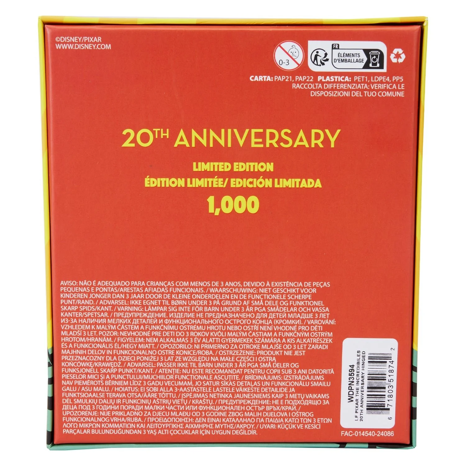Loungefly x Pixar The Incredibiles 20th Anniversary Hinged 3" Collector Box Pin - Image 5