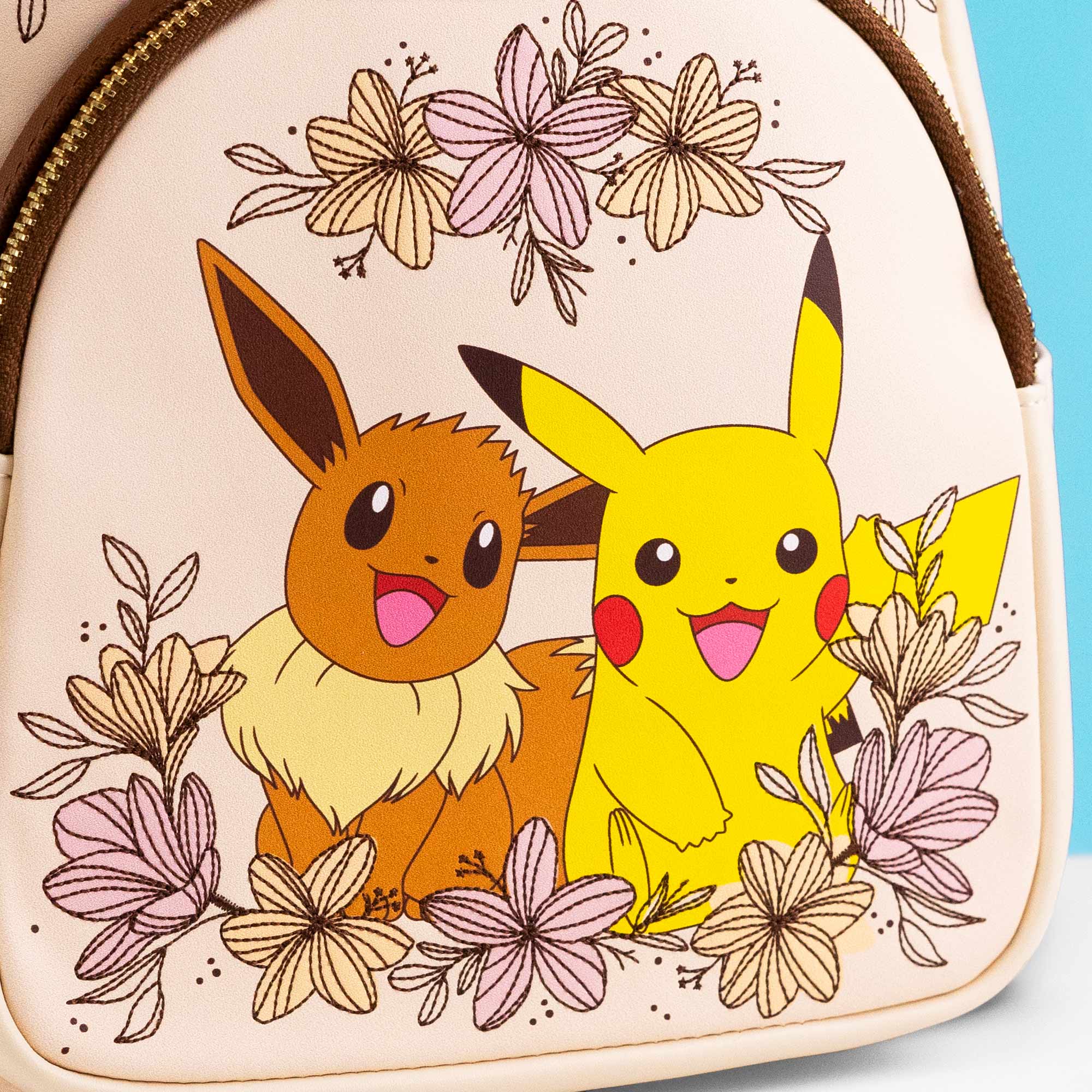 Loungefly x Pokemon Pikachu & Eevee Floral Pokeball Mini Backpack - Image 3