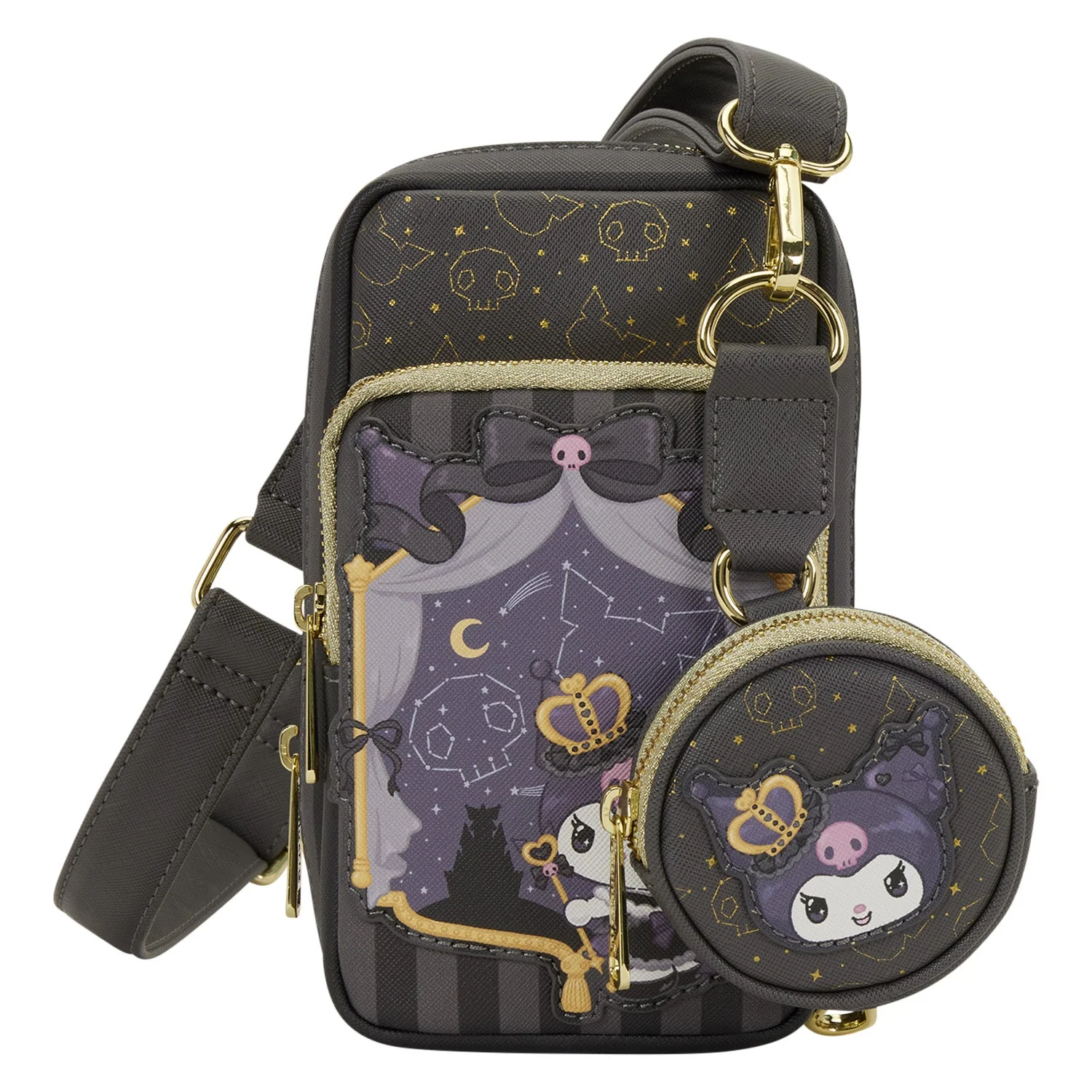 Loungefly x Sanrio Kuromi 20th Anniversary Cell Phone Crossbody Bag with Coin Bag - Image 5